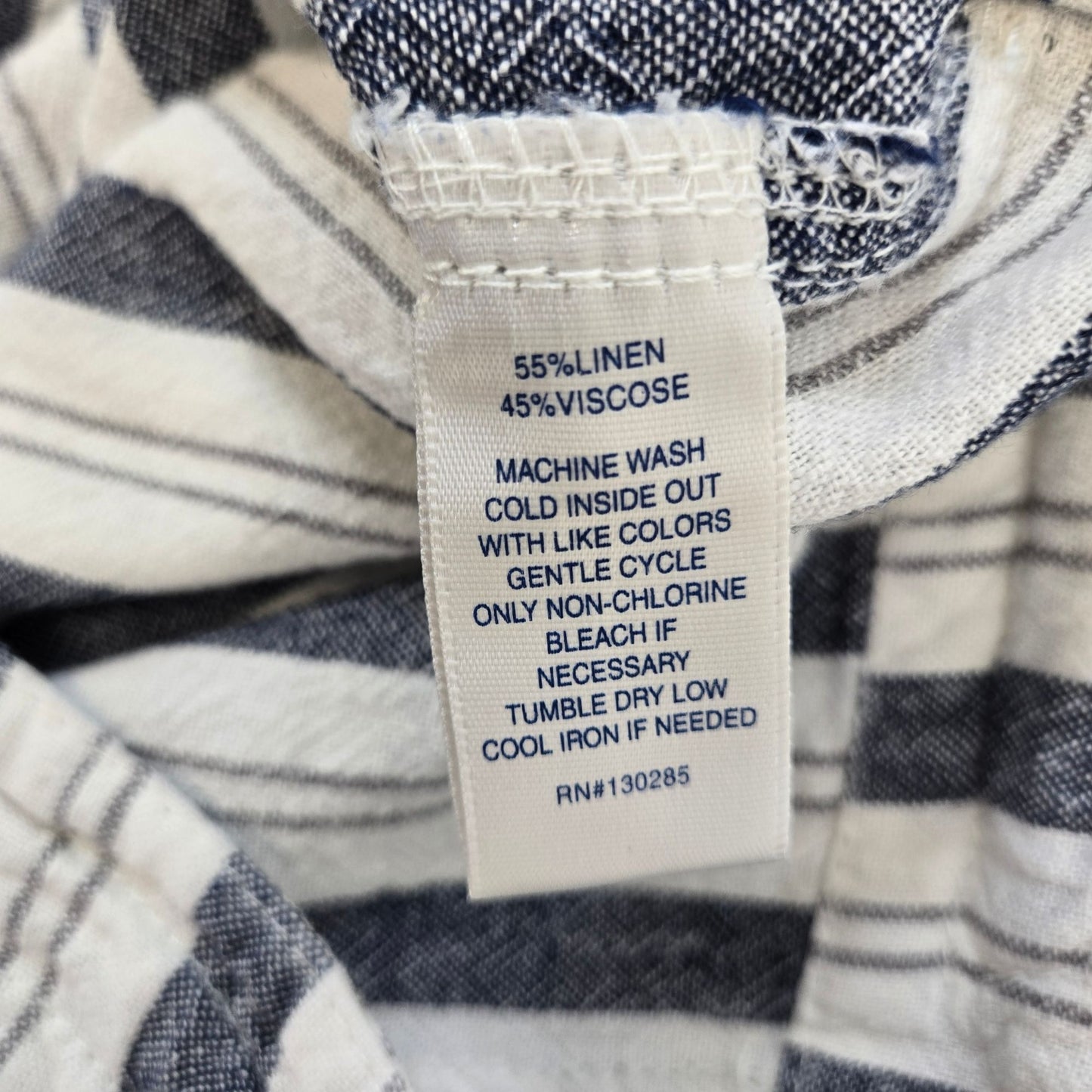 Per Se Linen Blend Striped Pull On Casual Pants Size Medium