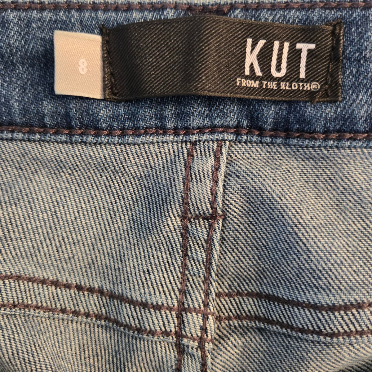 Kut from the Kloth Kelsey Fab Ab Ankle Flare Distresssed Jeans Size 8