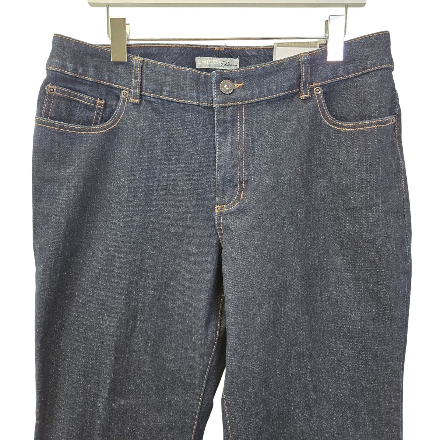NWT Chico's Platinum Boot Leg Dark Indigo Wash Jeans Size 2.5/Size 14
