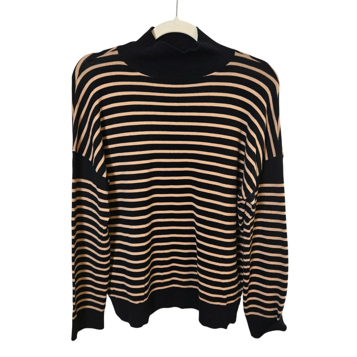 Majestic Filatures Oversized Deluxe Tricot Striped Mock Neck Sweater Size 1/Small