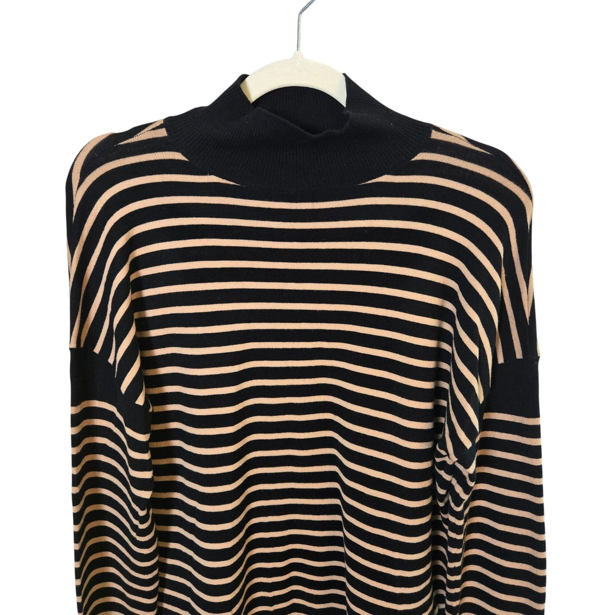 Majestic Filatures Oversized Deluxe Tricot Striped Mock Neck Sweater Size 1/Small