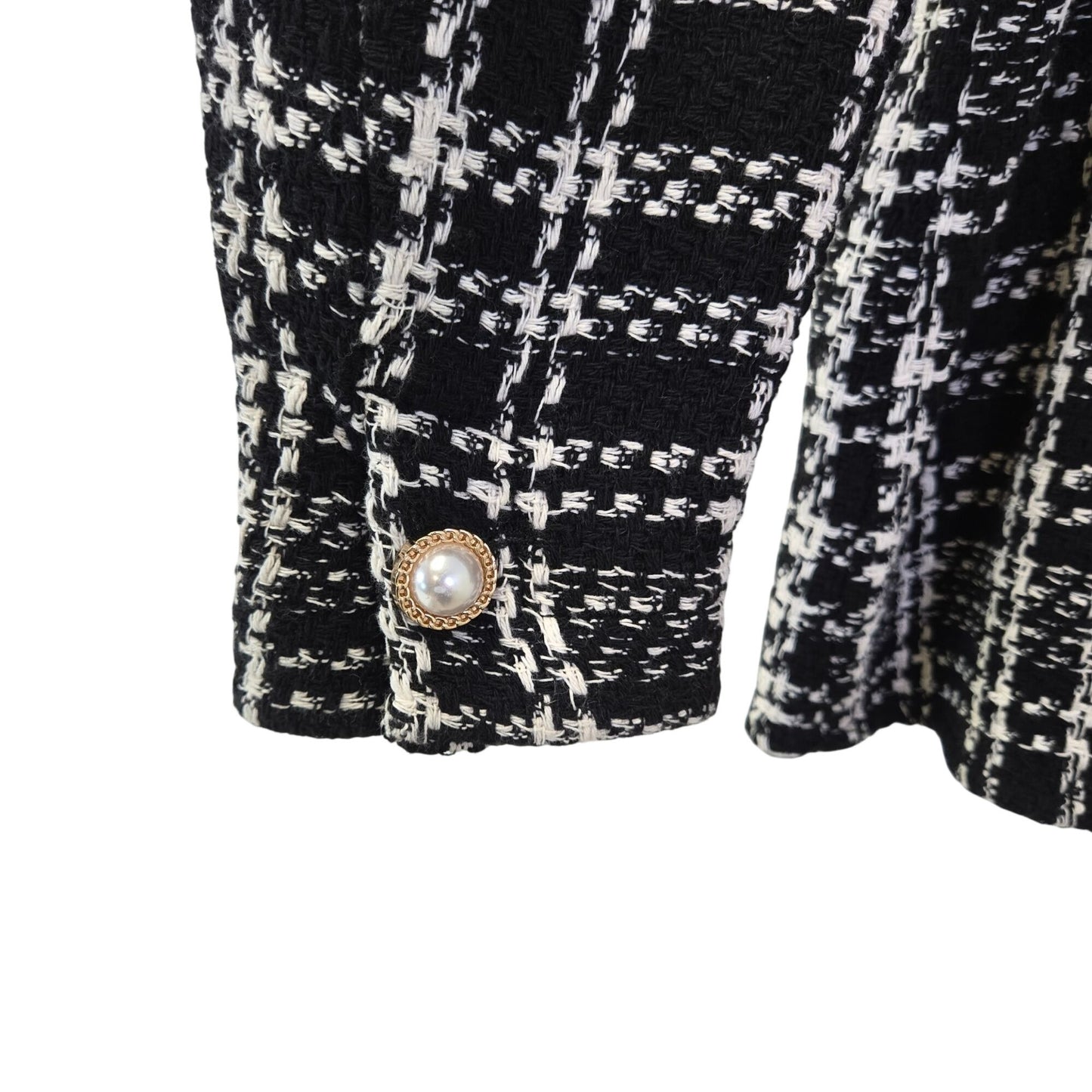 Zara Tweed Cotton Blend Pearlized Button Closure Shacket Size Medium