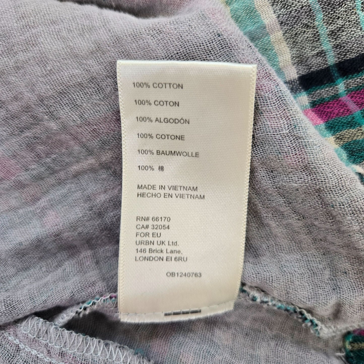 Free People Voyager Plaid Gauzy Button Down Shirt Dress Size Medium