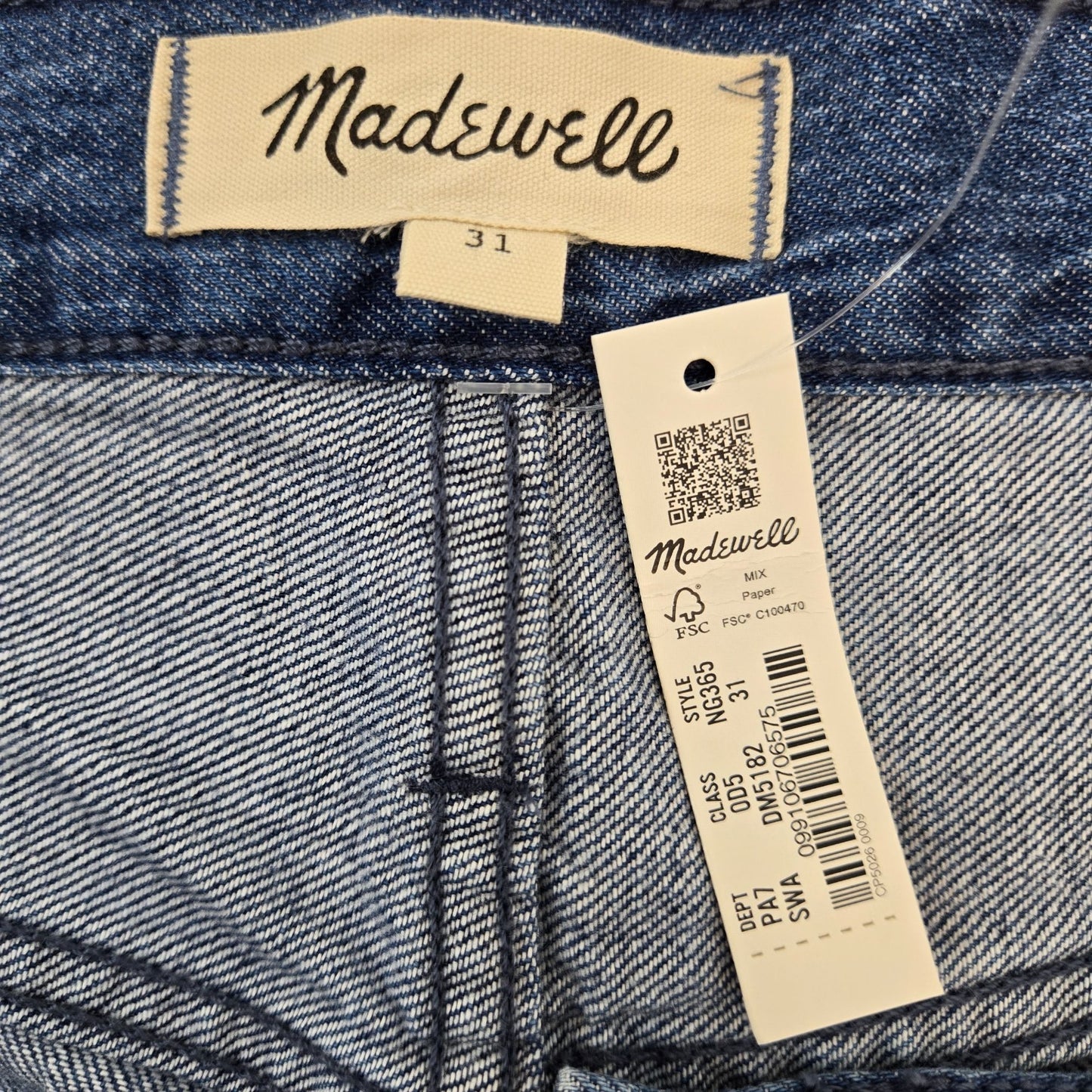 NWT Madewell Tapered Yoke High Rise Jeans in Steinbeck Wash Size 31