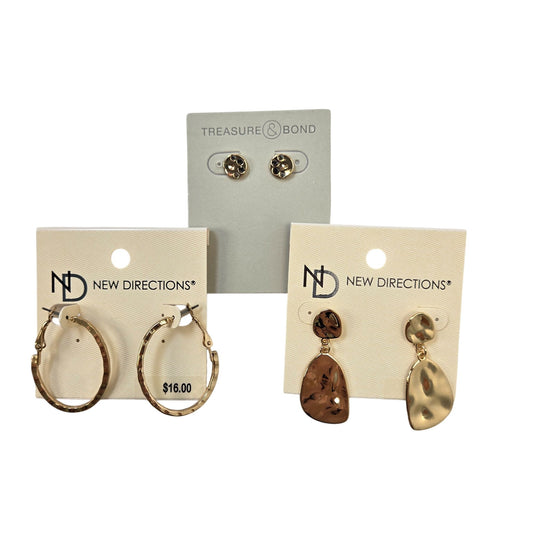 NWT New Directions and Treasure & Bond Bundle of 3 Sets of Gold Tone Earrings