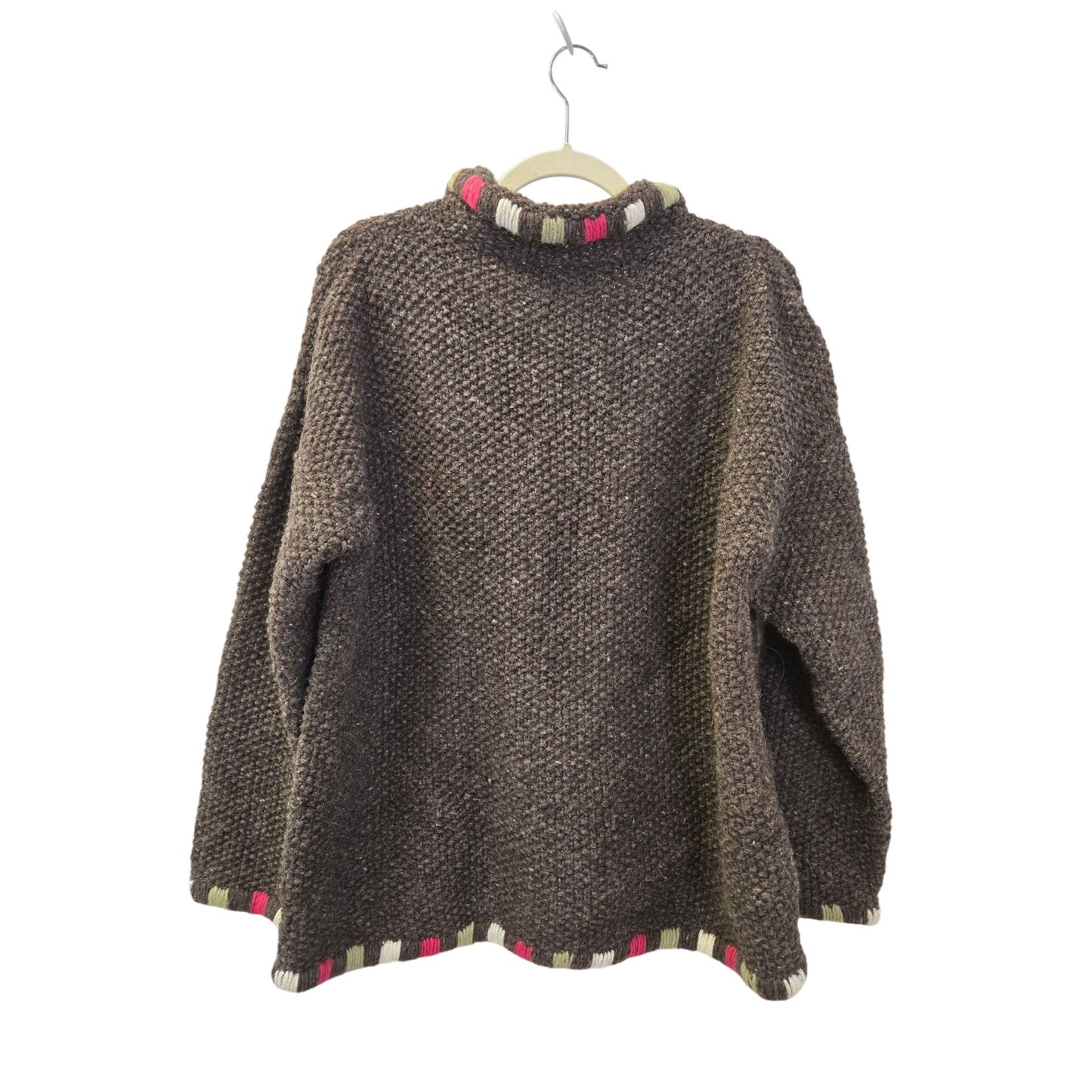 Bolivian Imports by Lucy 100% Wool Handmade Zip Cardigan Sweater Size 3XL (est)