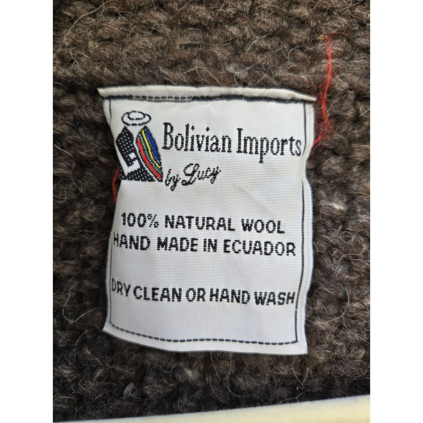 Bolivian Imports by Lucy 100% Wool Handmade Zip Cardigan Sweater Size 3XL (est)
