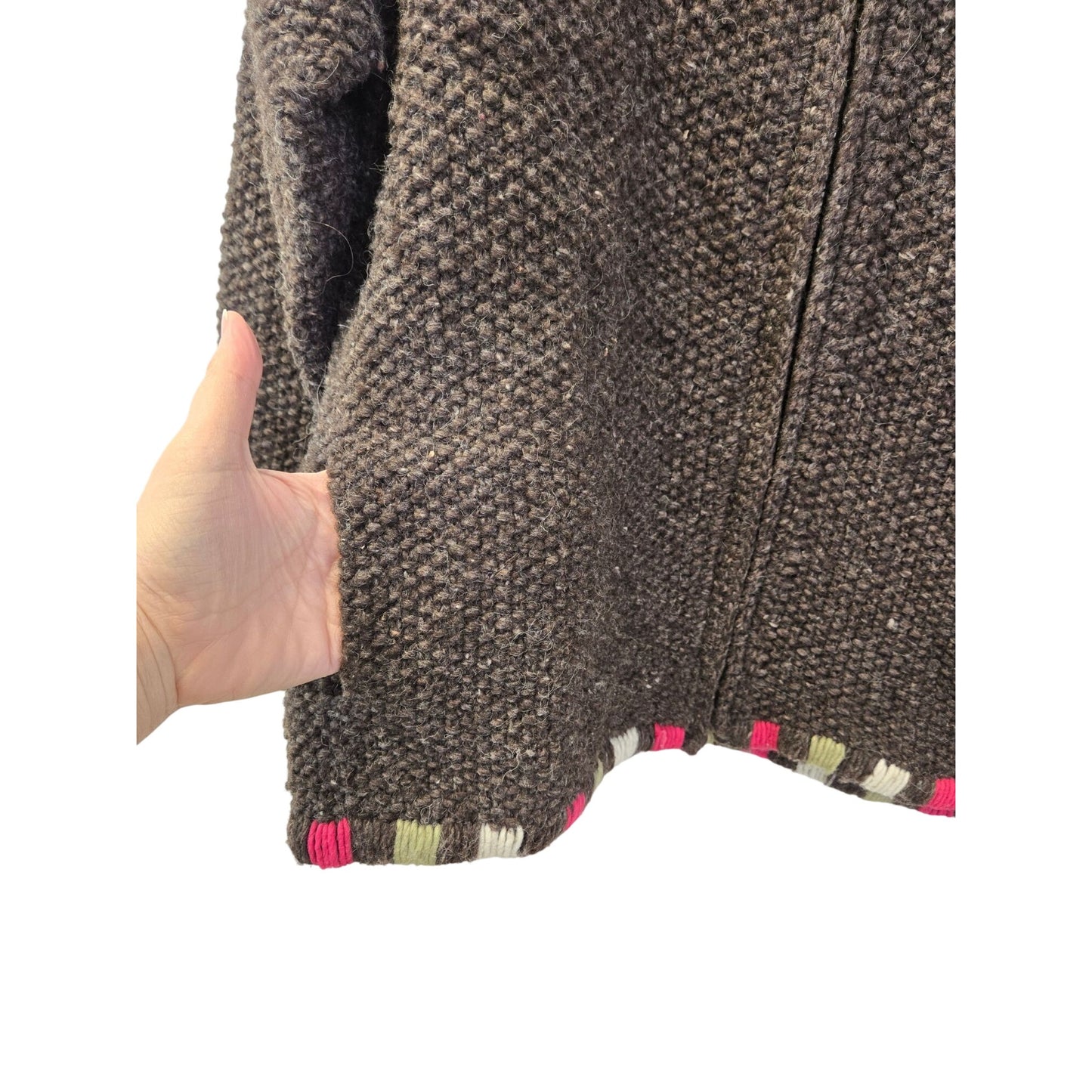 Bolivian Imports by Lucy 100% Wool Handmade Zip Cardigan Sweater Size 3XL (est)