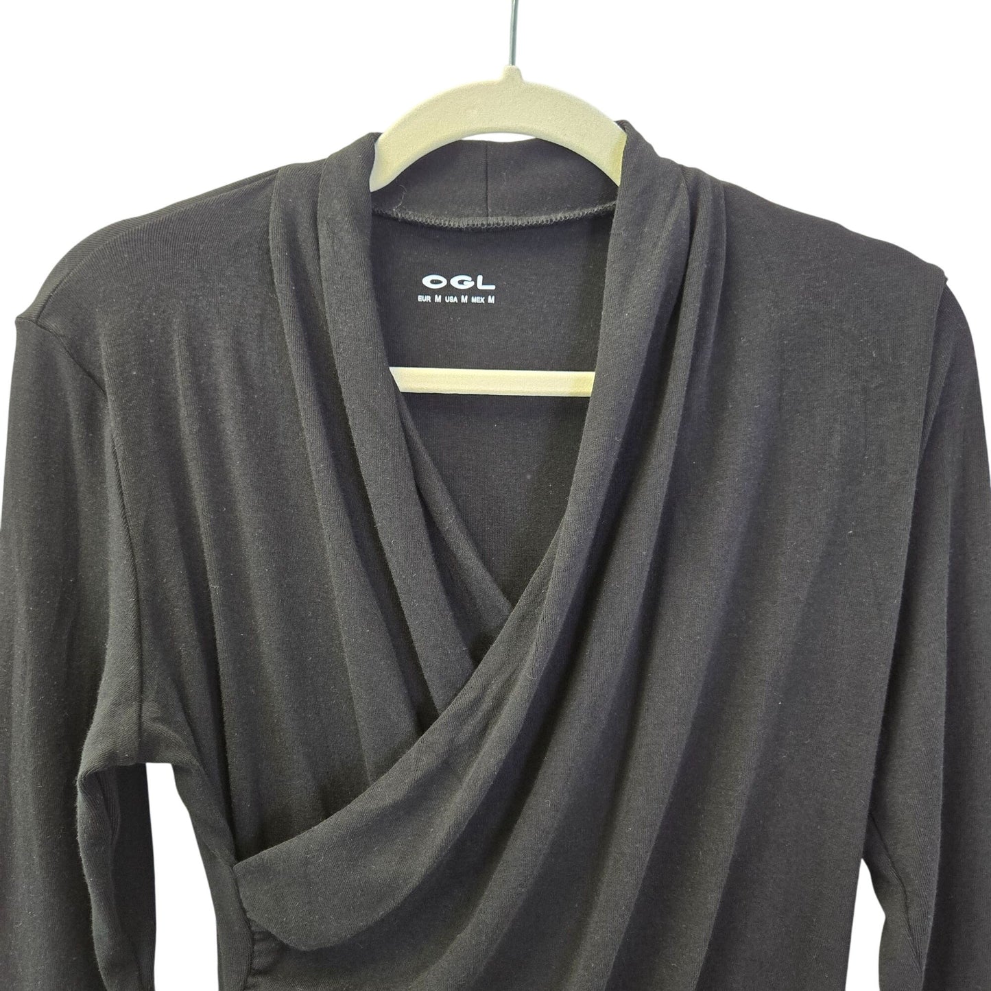 NWT OGL Surplice Wrap Side Ruched Long Sleeve Top Size Medium