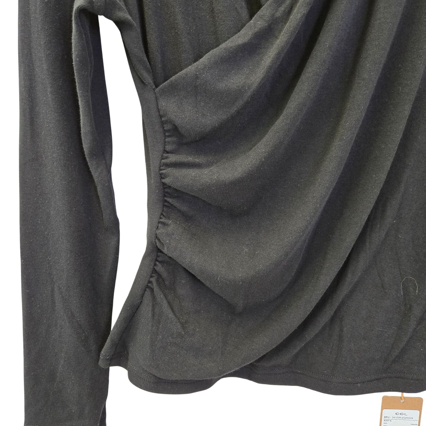 NWT OGL Surplice Wrap Side Ruched Long Sleeve Top Size Medium