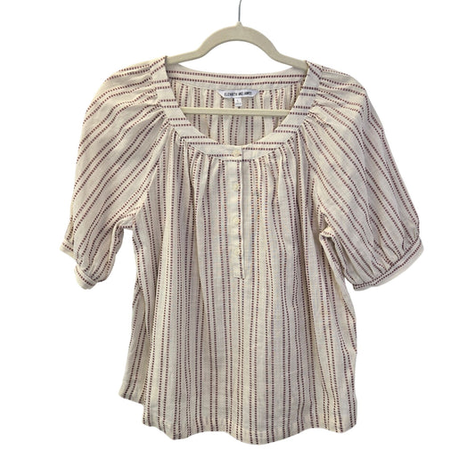 Elizabeth and James Cotton Striped Henley Blouse Size L