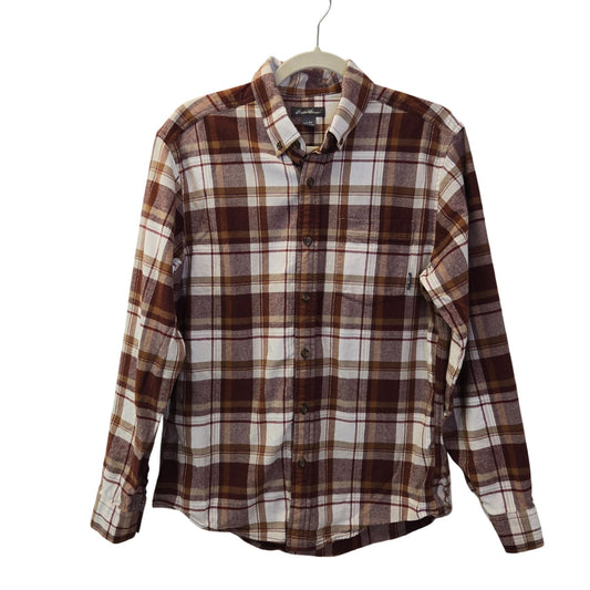Eddie Bauer Plaid Flannel Button Down Shirt Size Medium