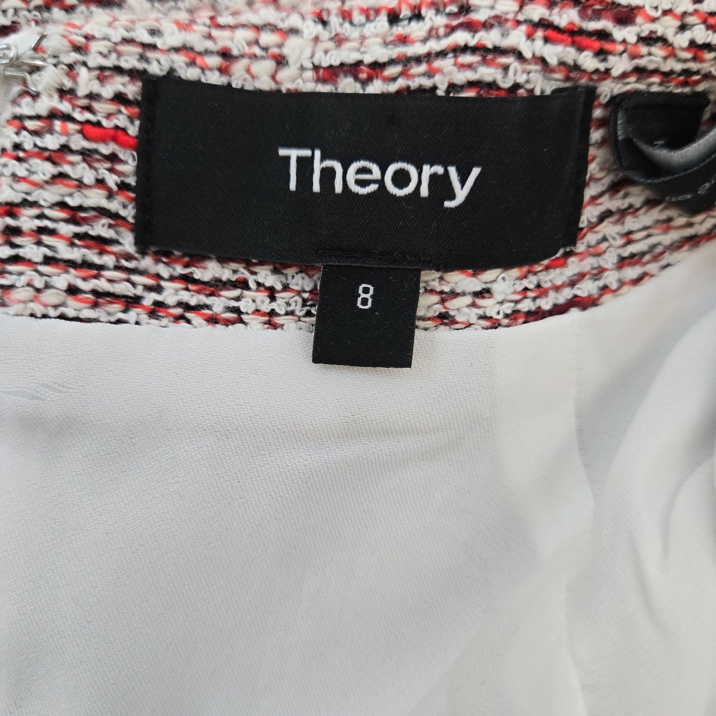 Theory Fancy Tweed Mod Belted Mini Shift Dress Size 8