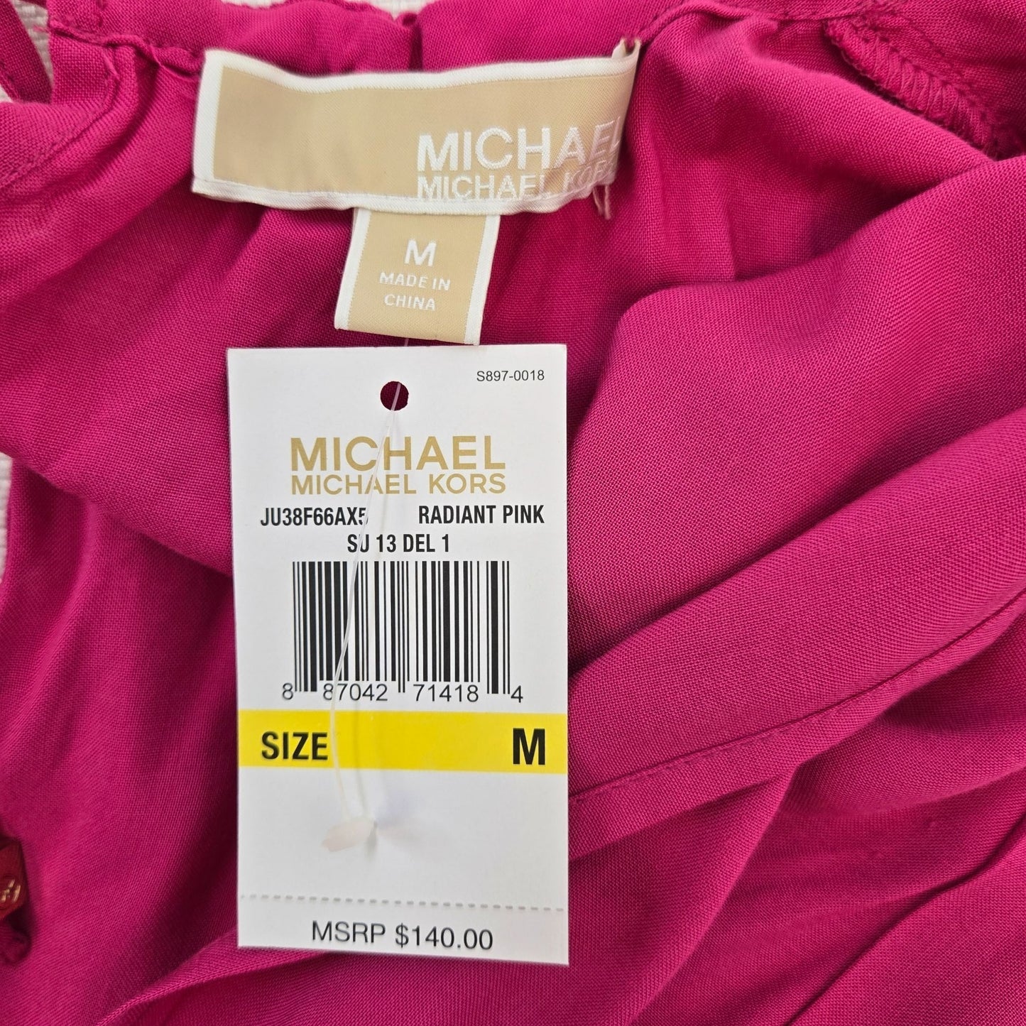 NWT Michael Michael Kors Double V-Neck Maxi Dress in Radiant Pink Size Medium