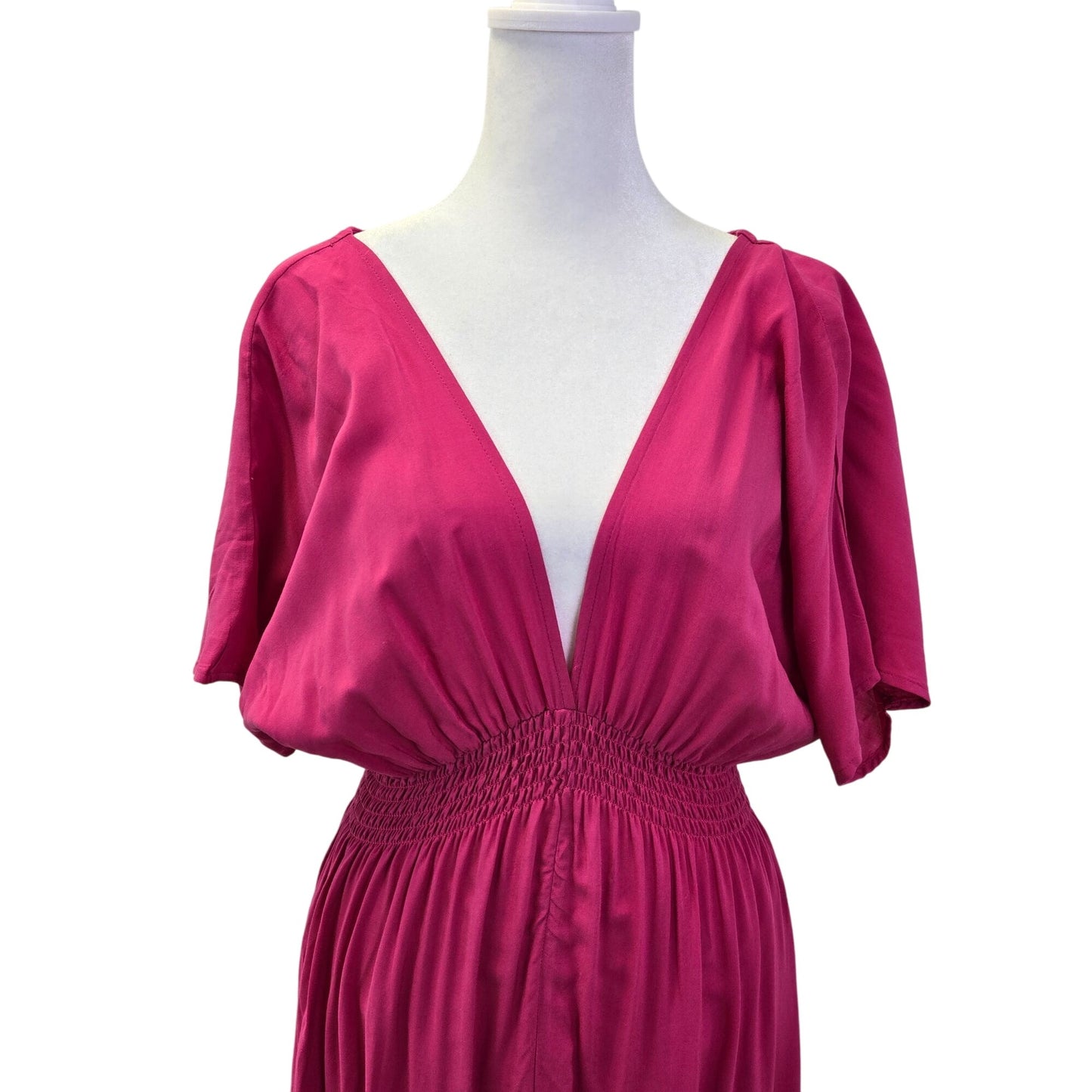 NWT Michael Michael Kors Double V-Neck Maxi Dress in Radiant Pink Size Medium