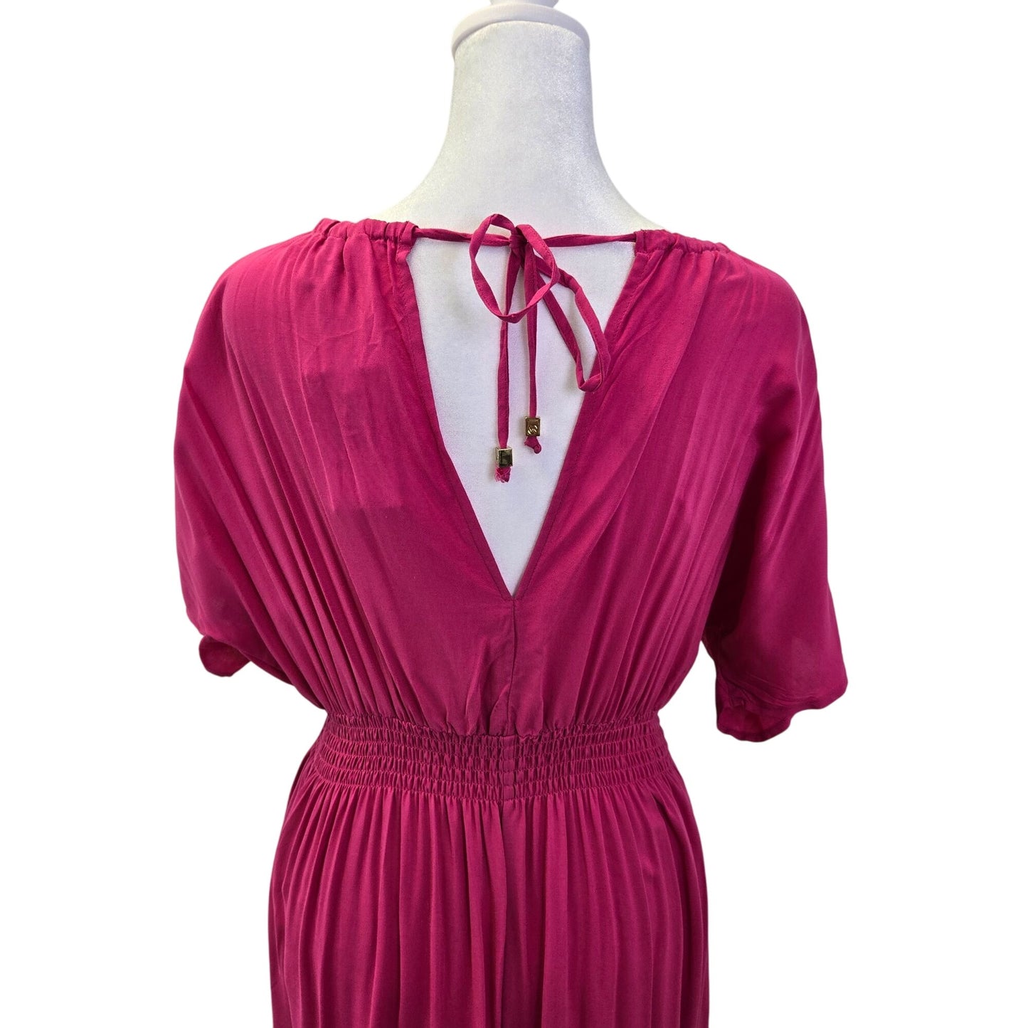 NWT Michael Michael Kors Double V-Neck Maxi Dress in Radiant Pink Size Medium