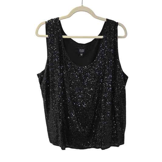 Eileen Fisher 100% Silk Sequin Embellished Sleeveless Blouse Size 3X