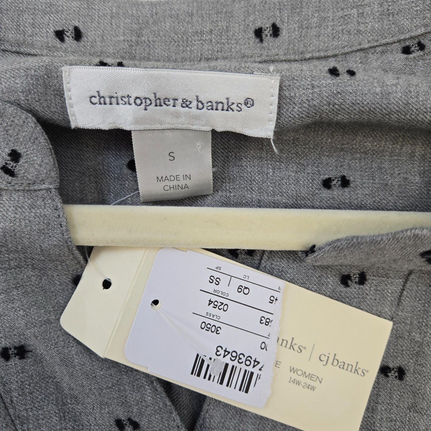 NWT Christopher & Banks Textured Dot Popover Top Size Small