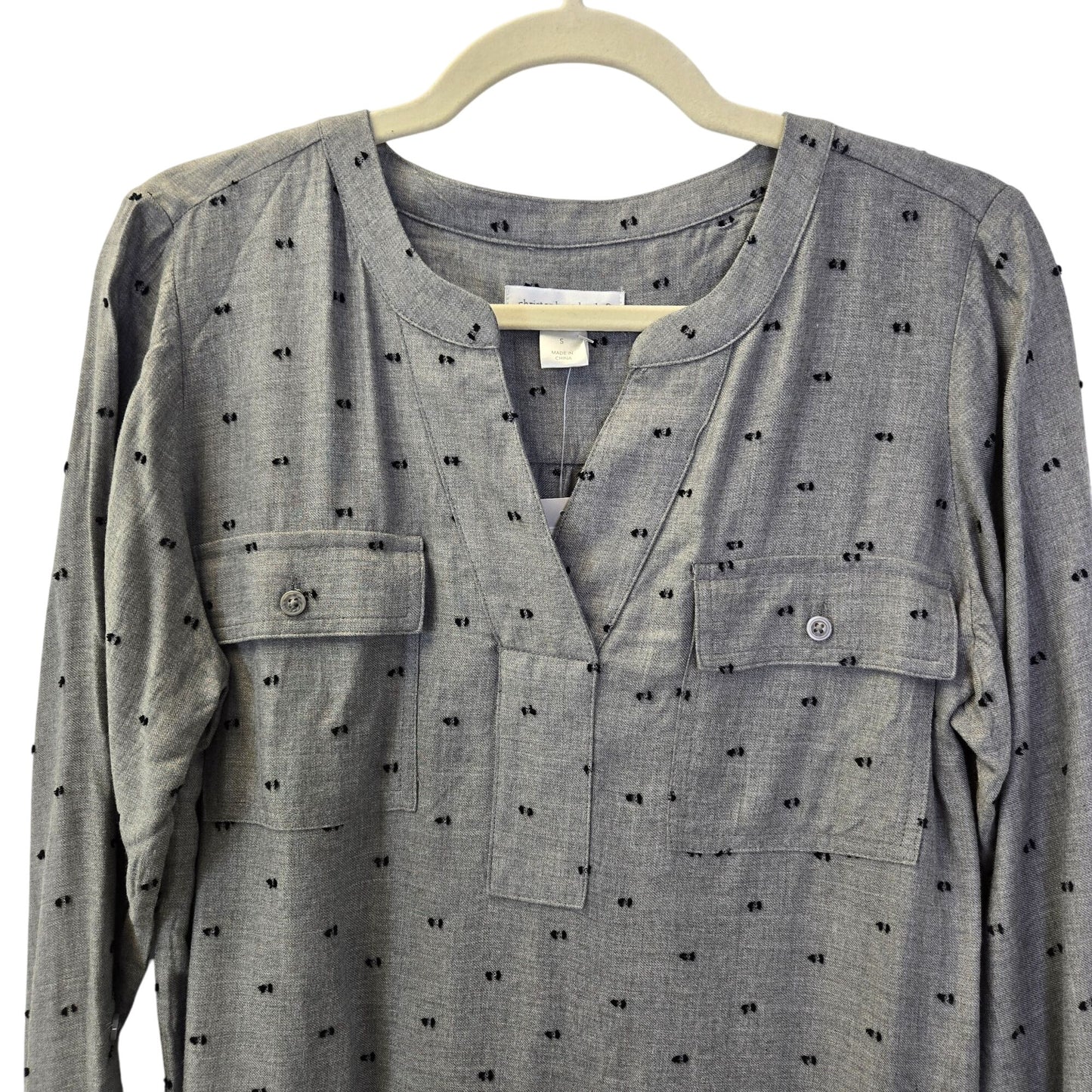 NWT Christopher & Banks Textured Dot Popover Top Size Small