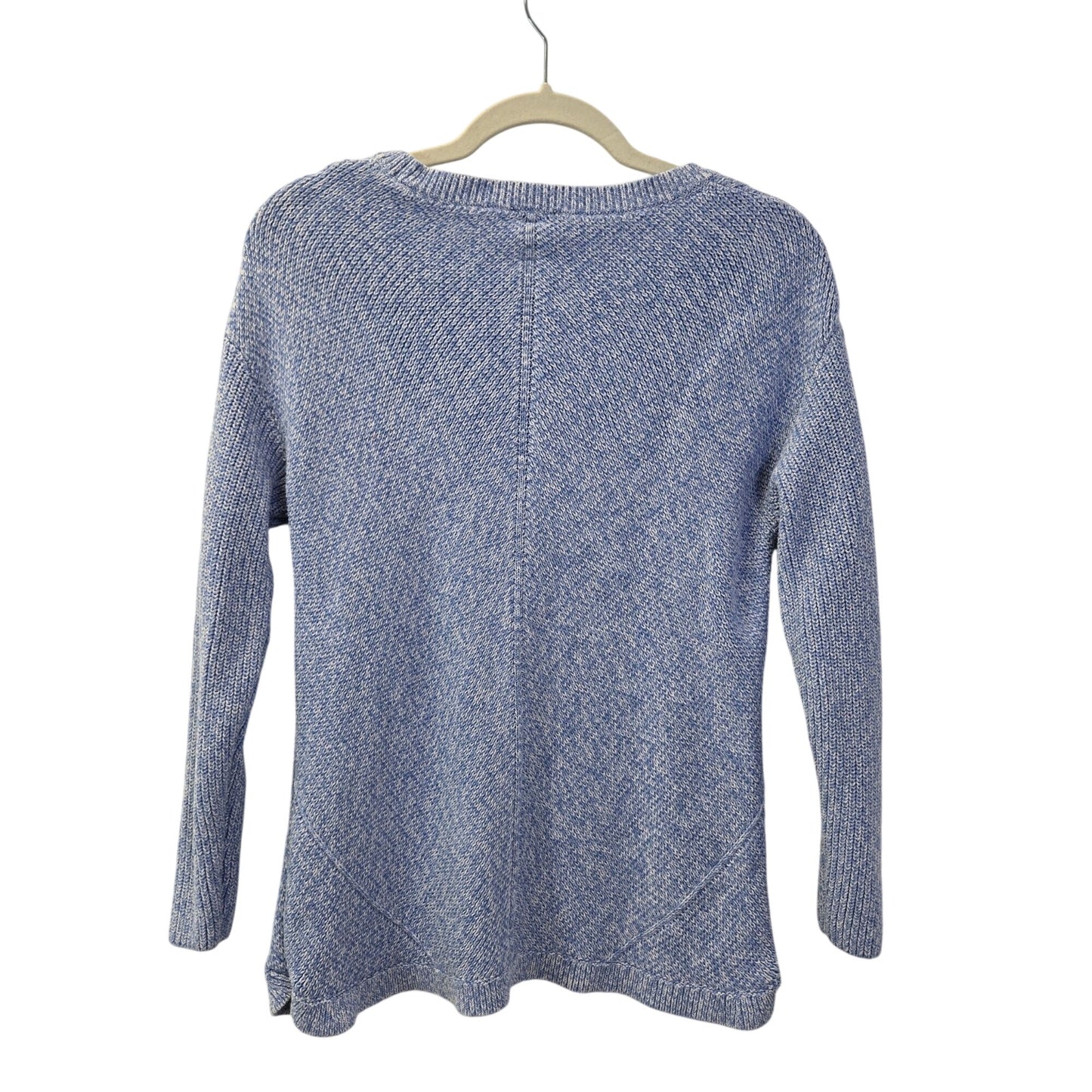 Talbots 100% Pima Cotton Heathered Blue Crewneck Sweater Size L Petite
