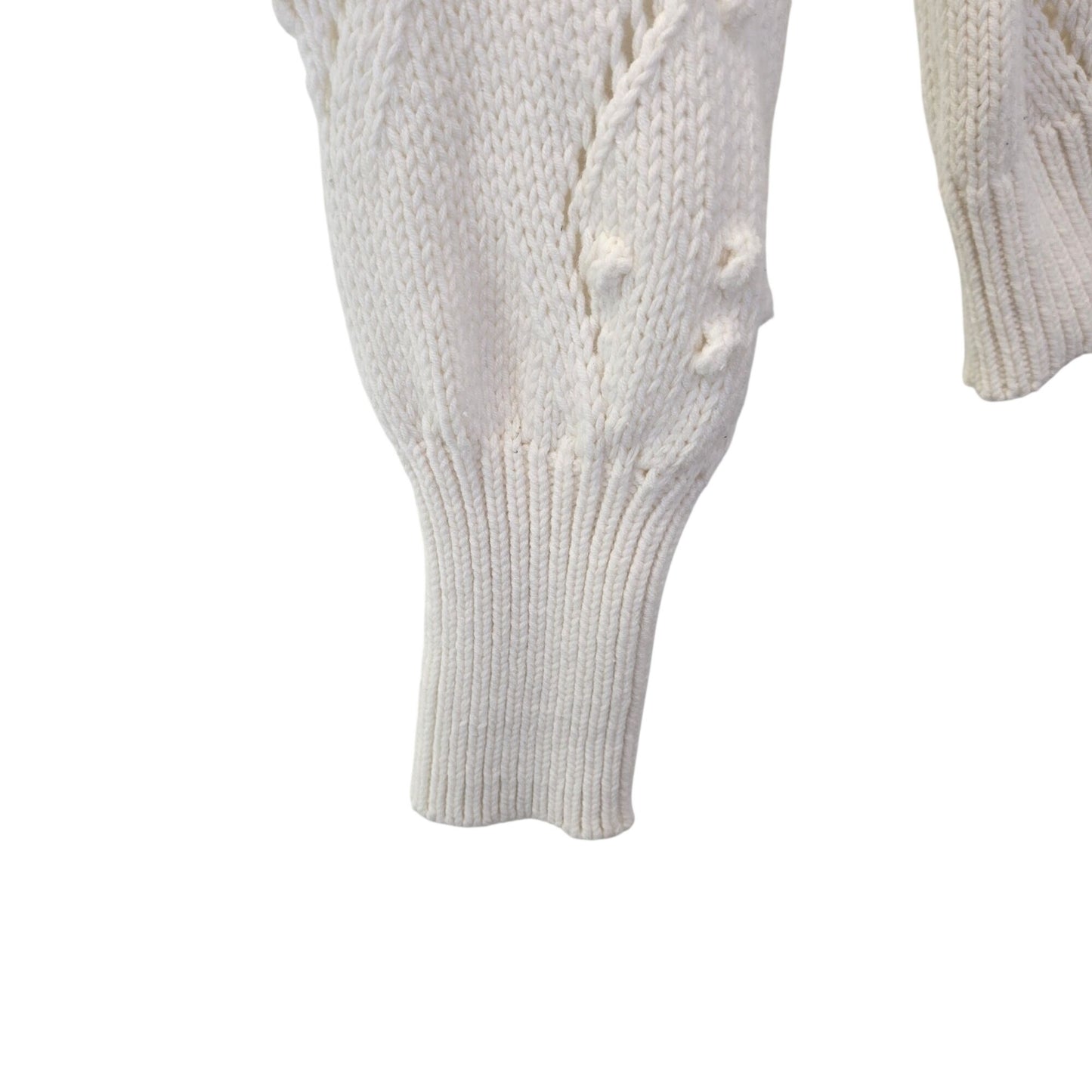 Loft Crochet Diamond Pattern Pom Pom Crewneck Sweater Size Large