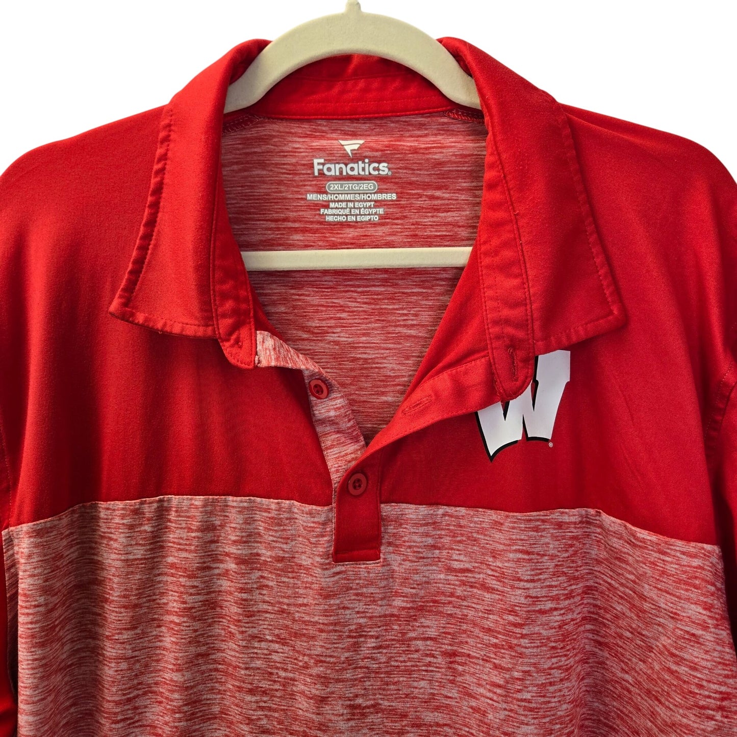 Fanatics University of Wisconsin Badgers Polo Shirt Size 2XL