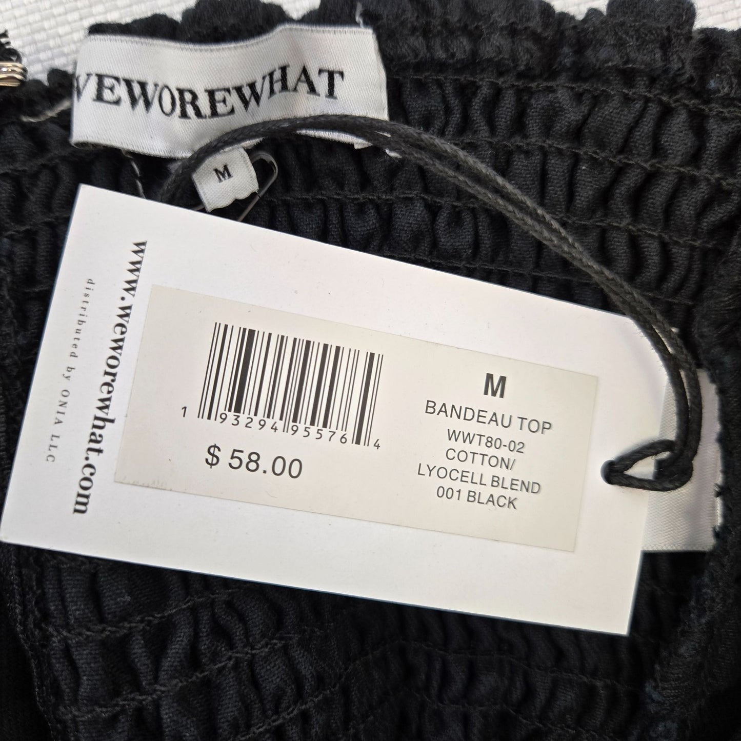 NWT WeWoreWhat Cotton & Lyocell Blend Smocked Bandeau Top Size Medium