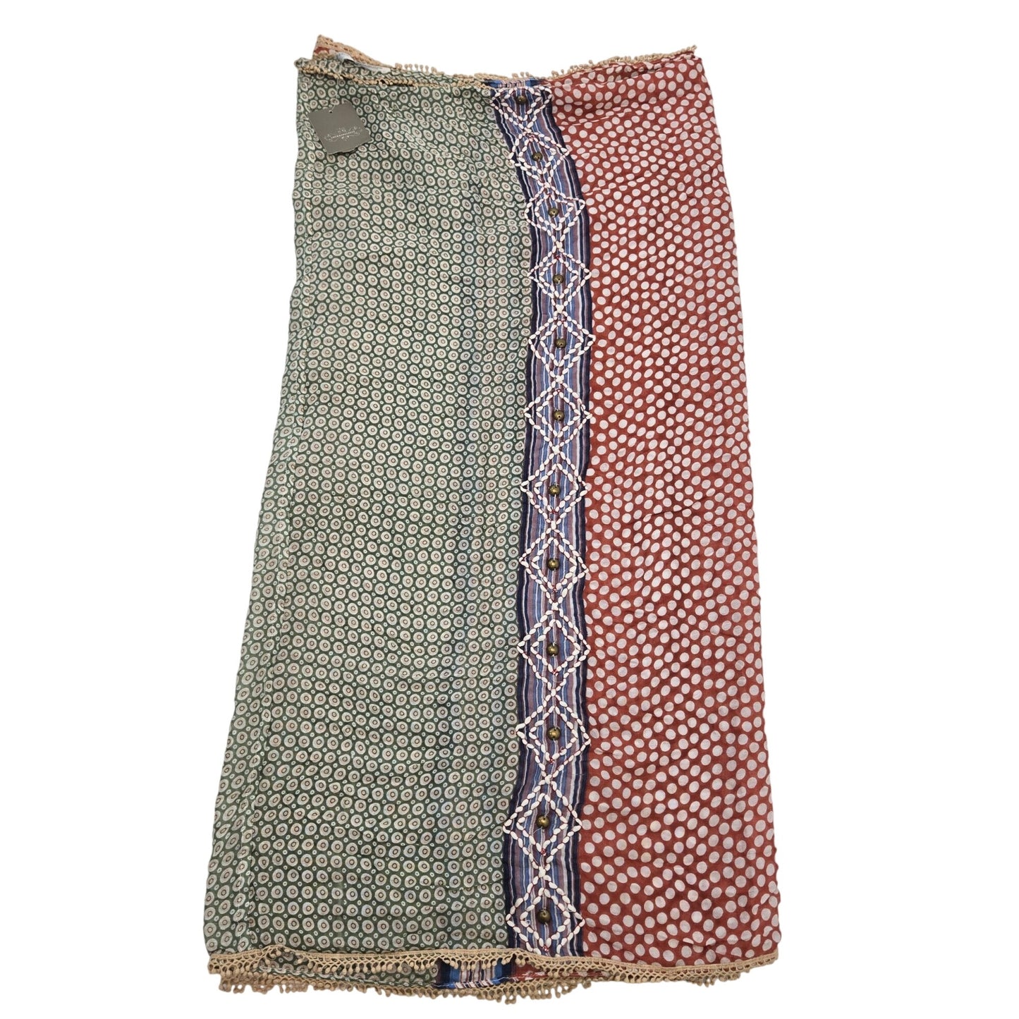 NWT Anthropologie 100% Rayon Dot Print Embroidered Infinity Scarf