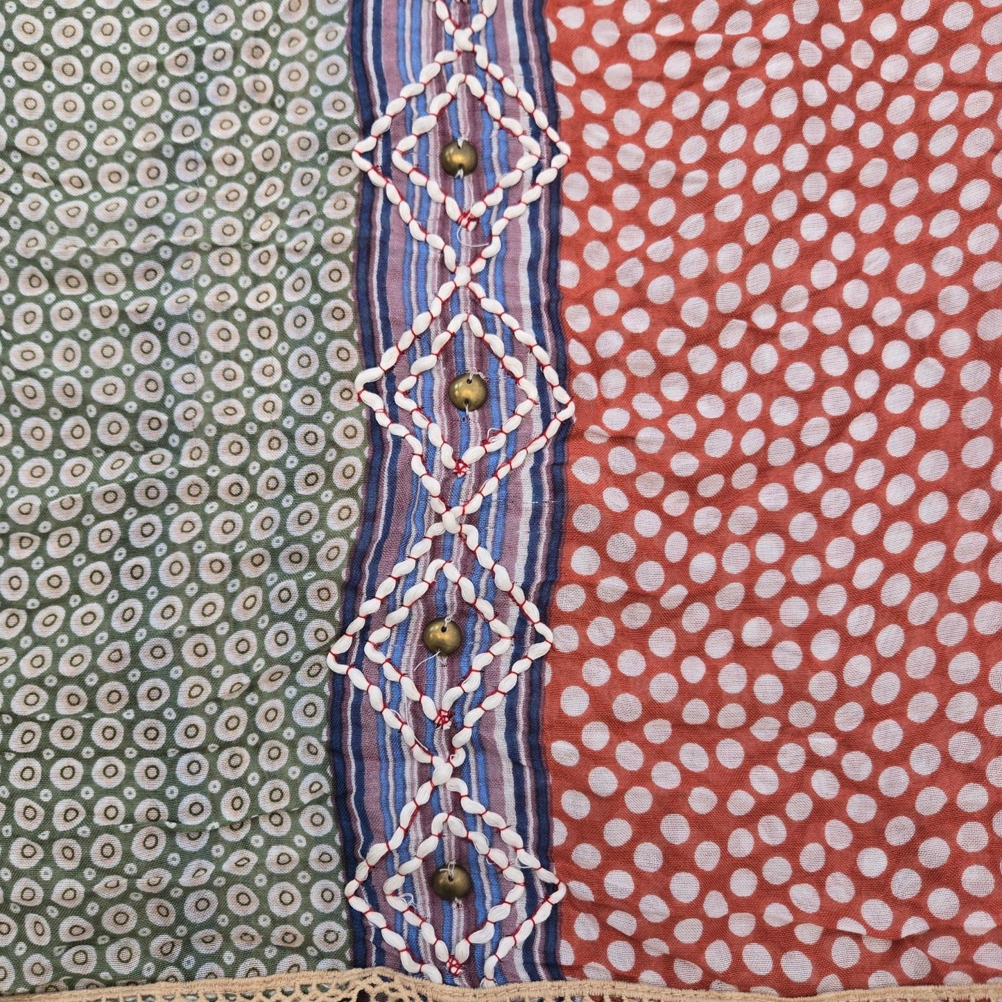 NWT Anthropologie 100% Rayon Dot Print Embroidered Infinity Scarf