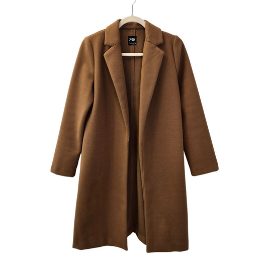 Zara Lapel Collar Open Longline Coat Size Small