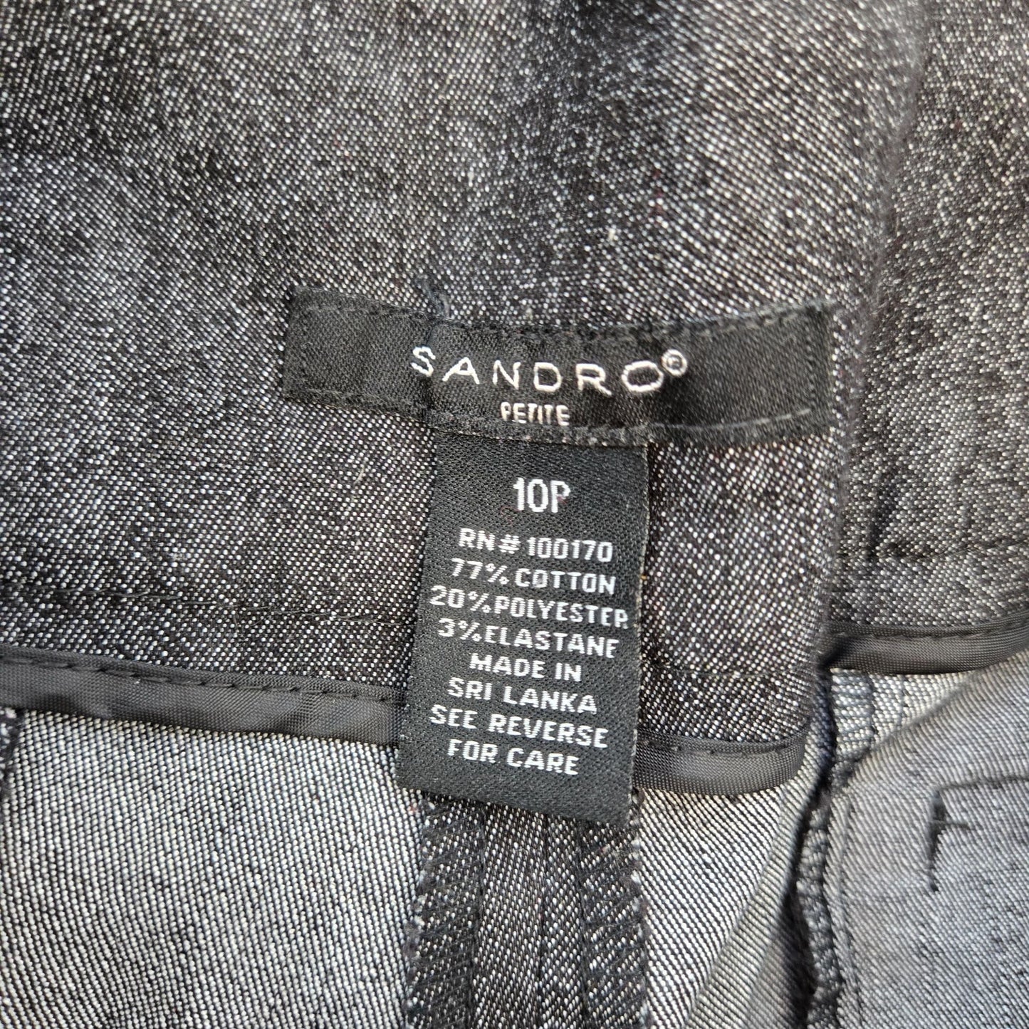 Sandro Denim-Like Chambray Straight Leg Trouser Pants Size 10 Petite