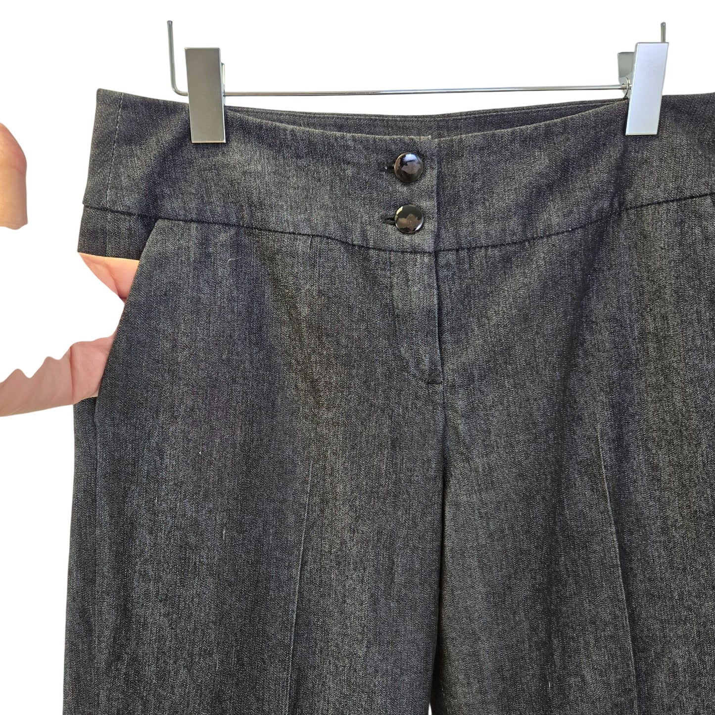Sandro Denim-Like Chambray Straight Leg Trouser Pants Size 10 Petite