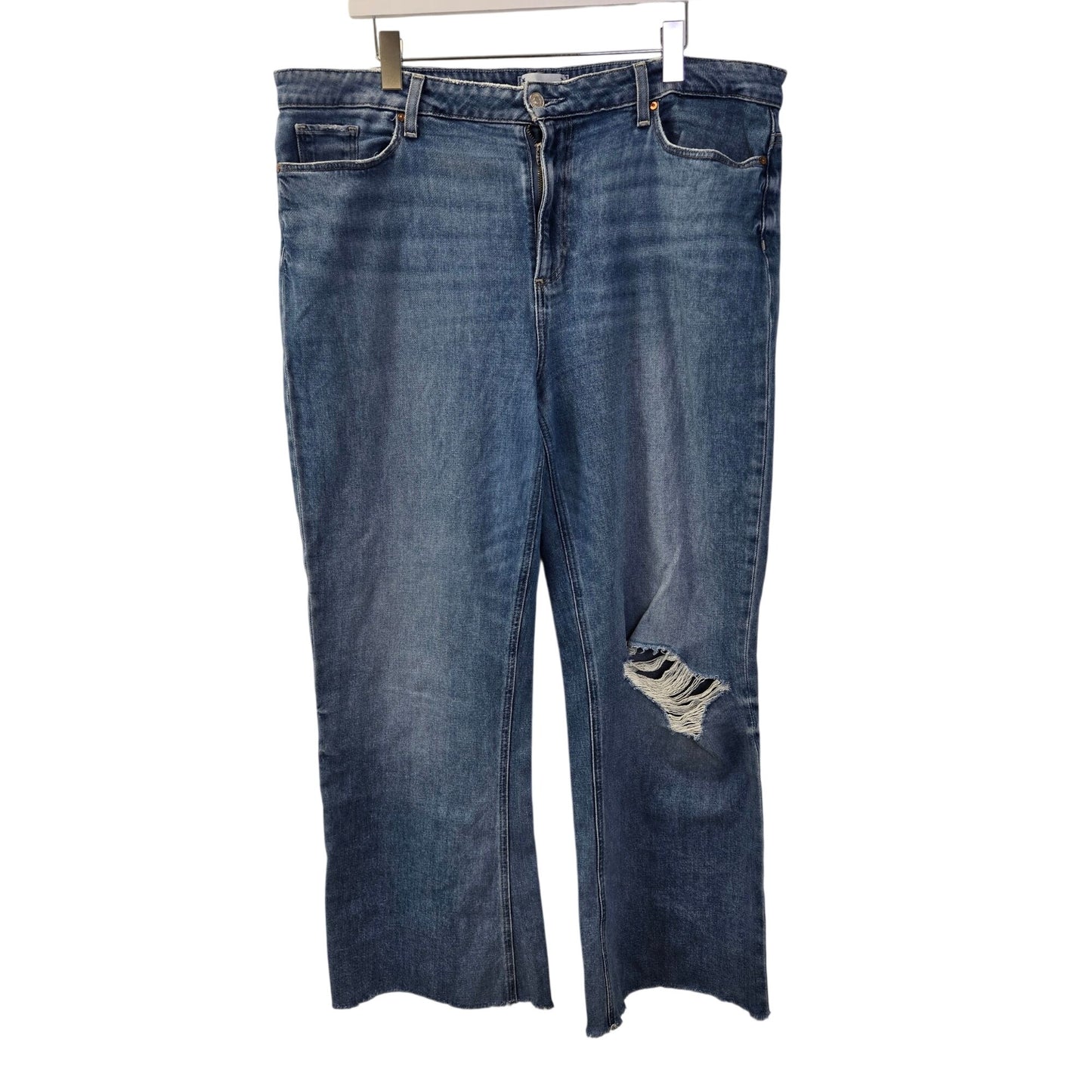 Paige Leenah Rock On Destructed Distressed Wide Leg Jeans Size 34