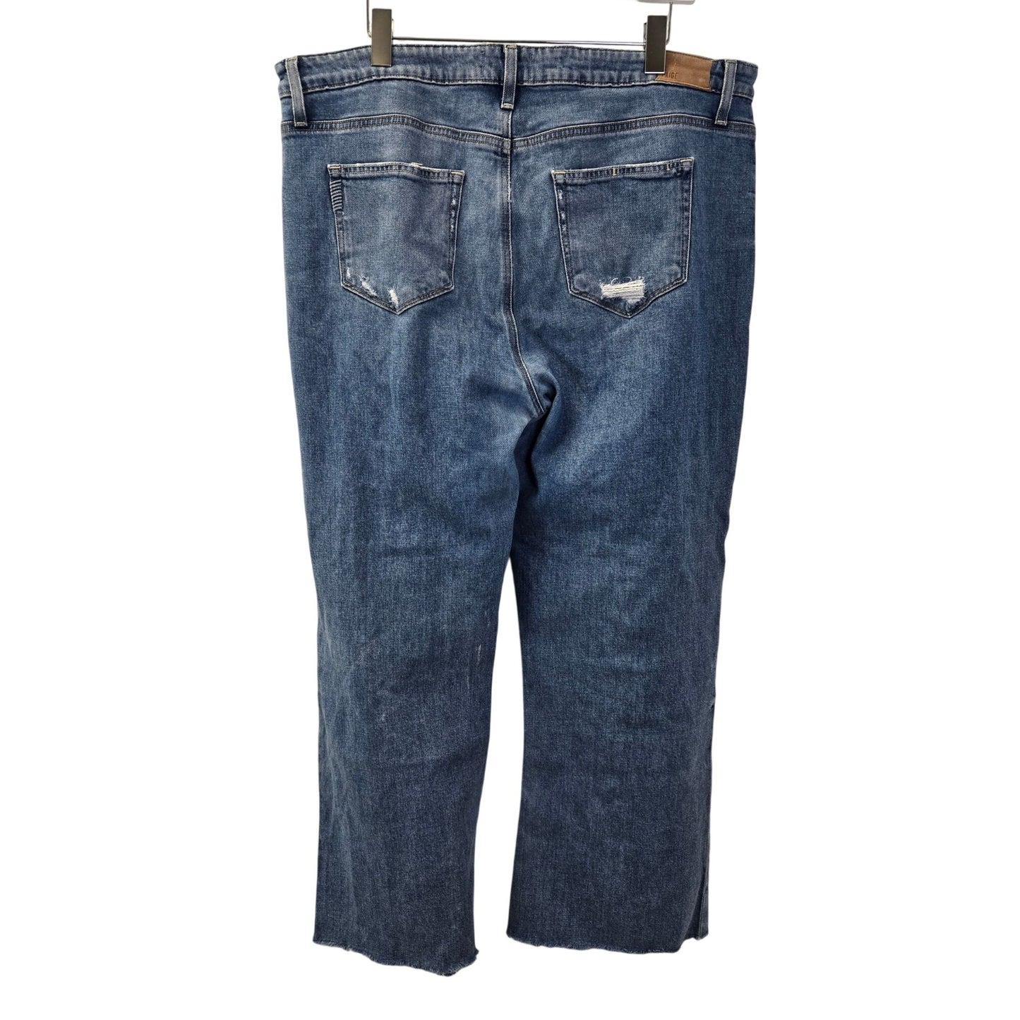 Paige Leenah Rock On Destructed Distressed Wide Leg Jeans Size 34