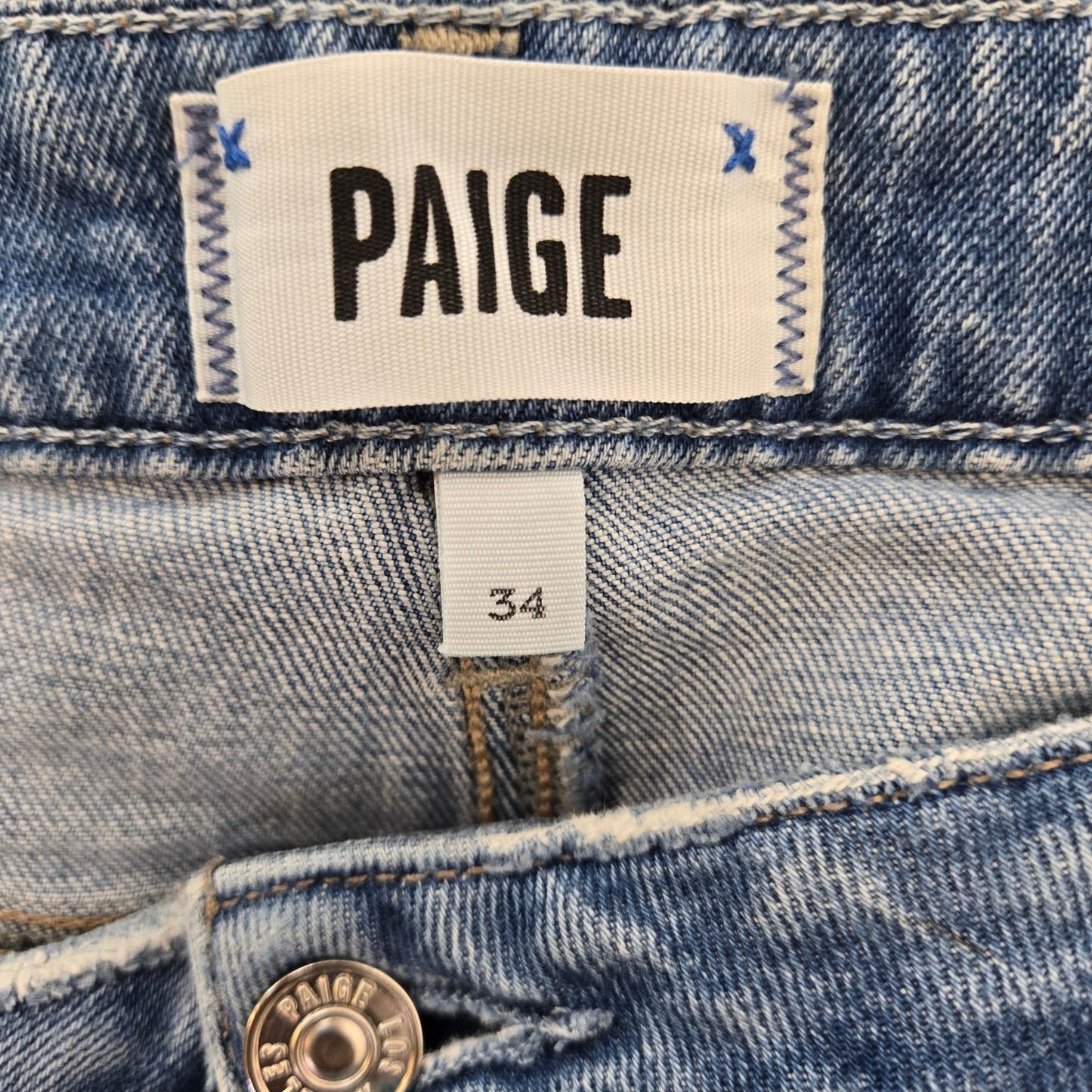 Paige Leenah Rock On Destructed Distressed Wide Leg Jeans Size 34