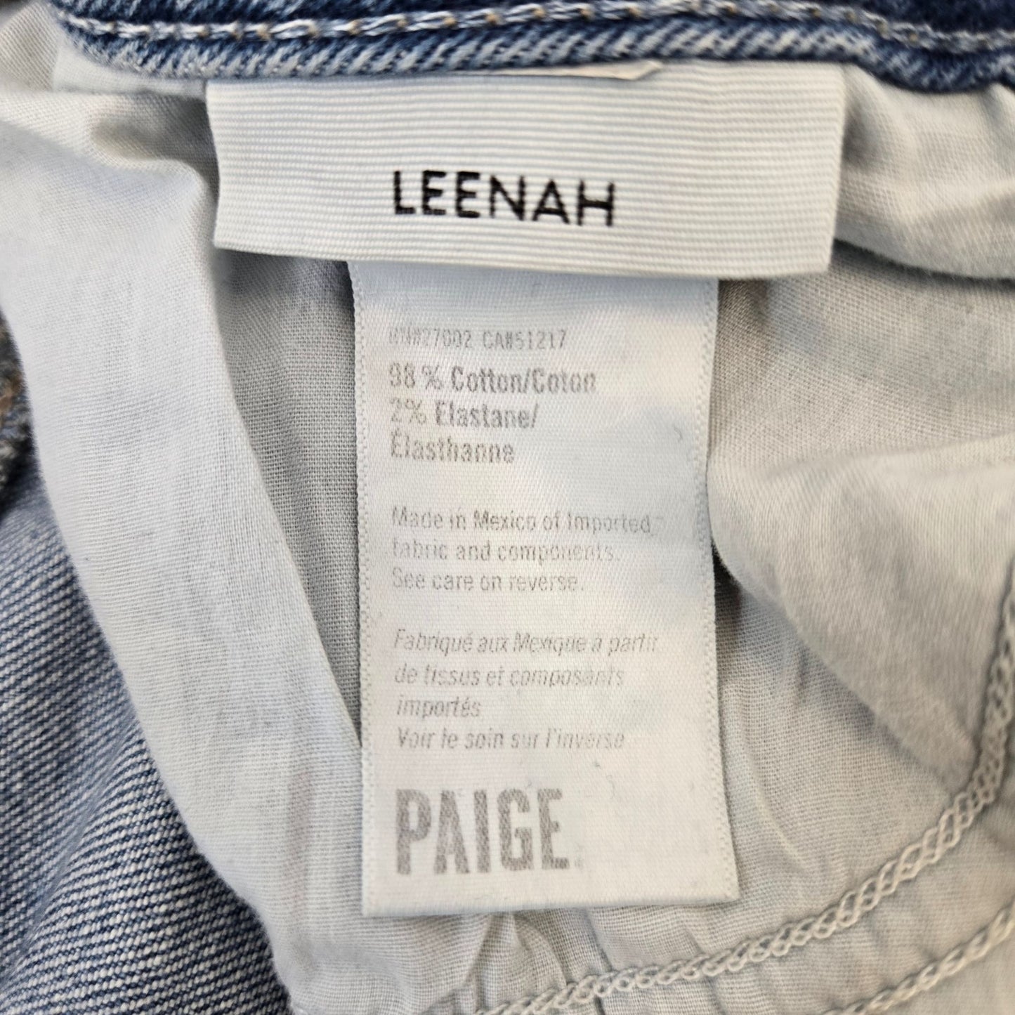 Paige Leenah Rock On Destructed Distressed Wide Leg Jeans Size 34