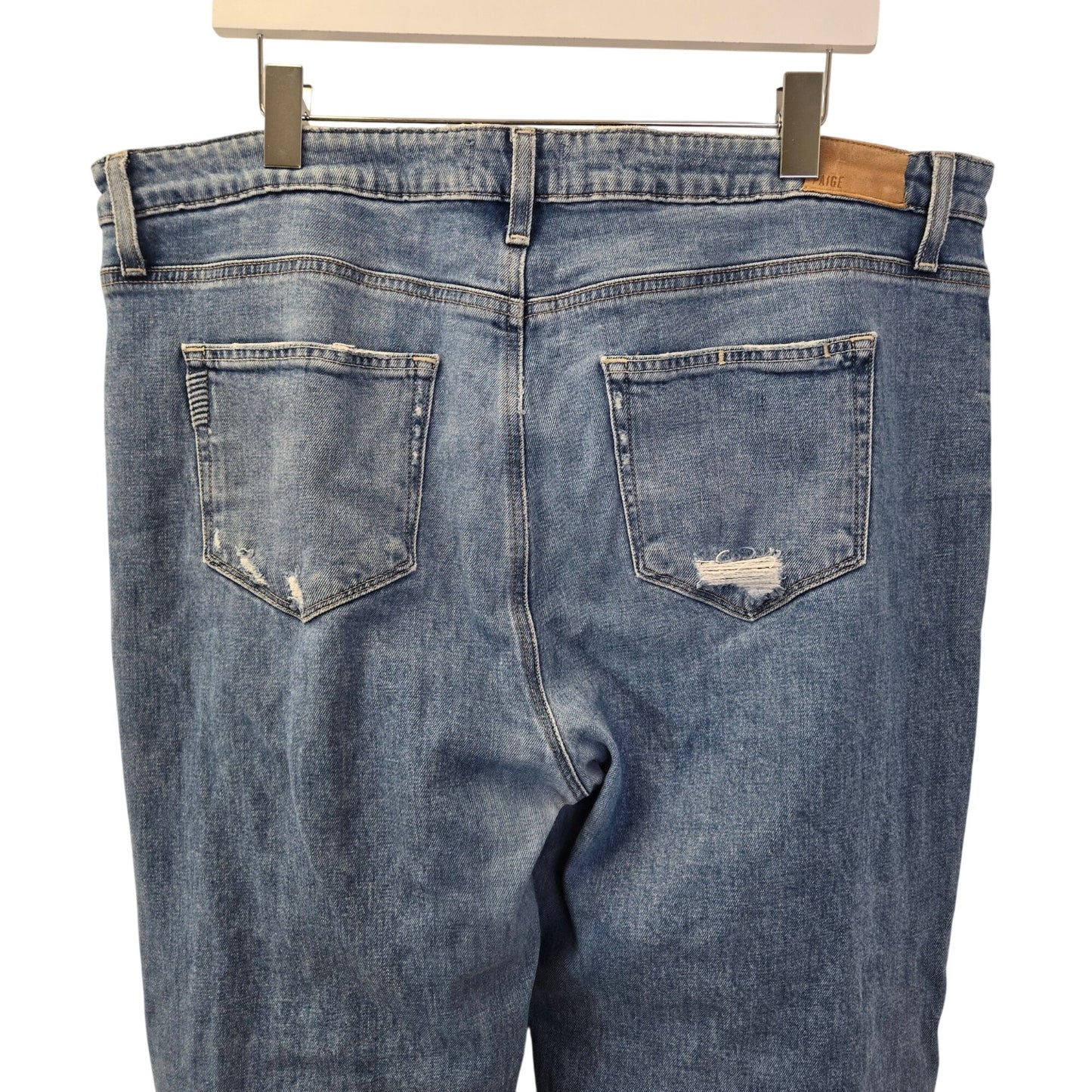 Paige Leenah Rock On Destructed Distressed Wide Leg Jeans Size 34