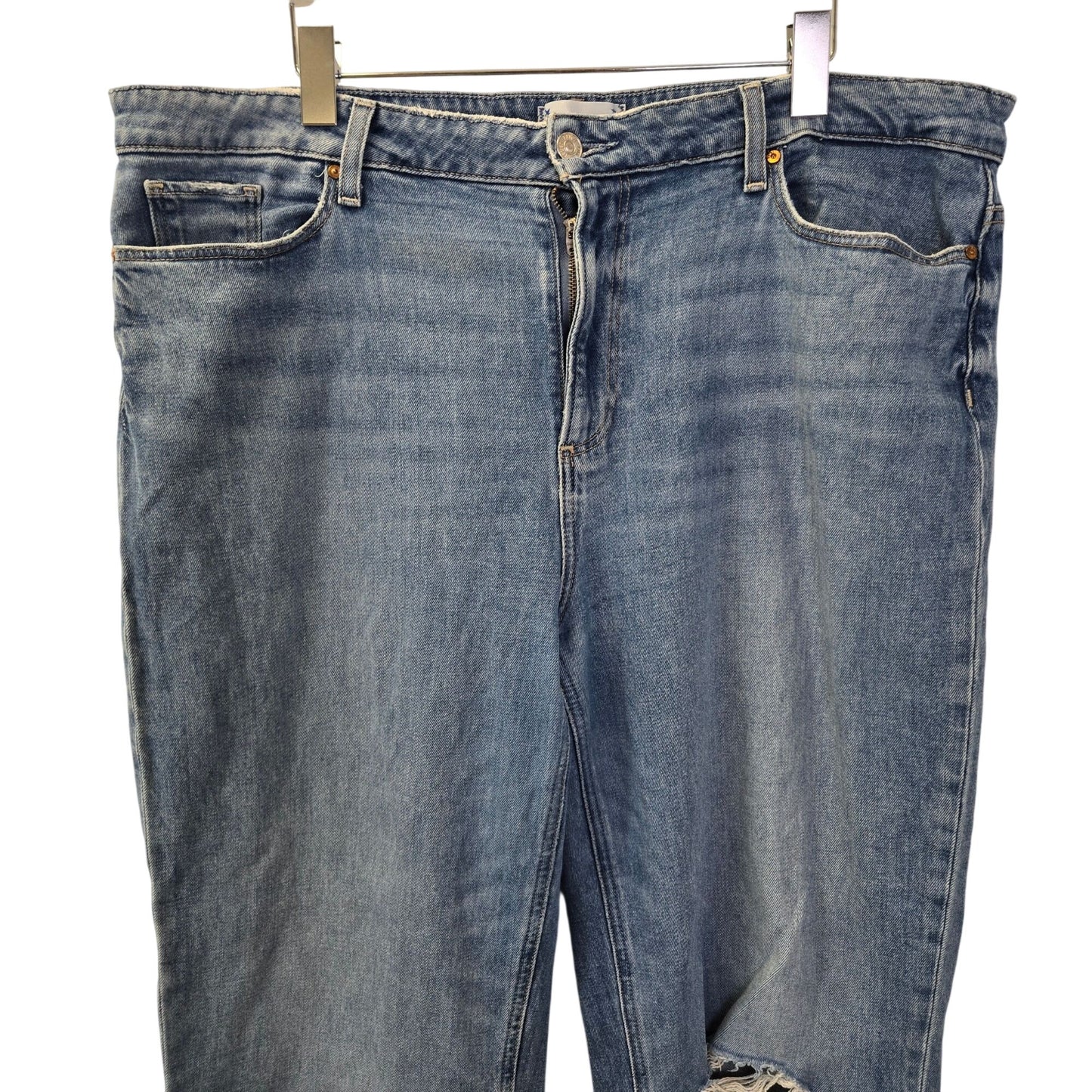 Paige Leenah Rock On Destructed Distressed Wide Leg Jeans Size 34