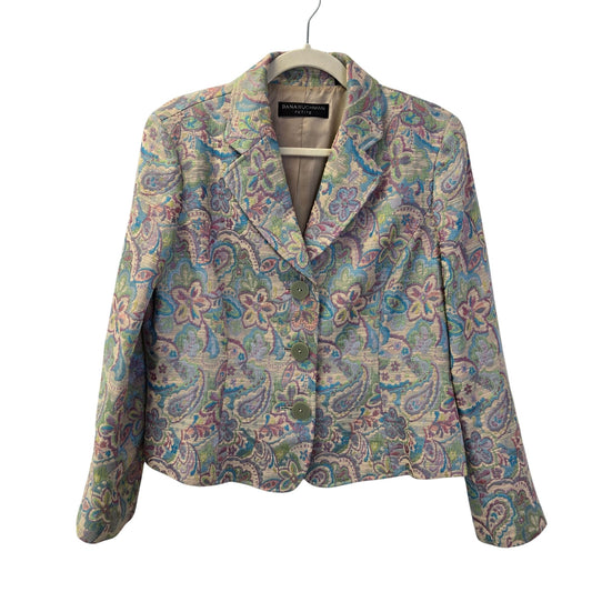 Dana Buchman Petite Floral Paisley Tapestry Three Button Blazer Jacket Size 14P