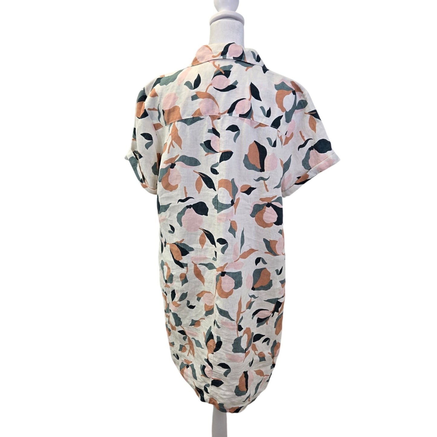 Rachel Zoe 100% Linen Floral Short Sleeve Shirt Dress Size Large