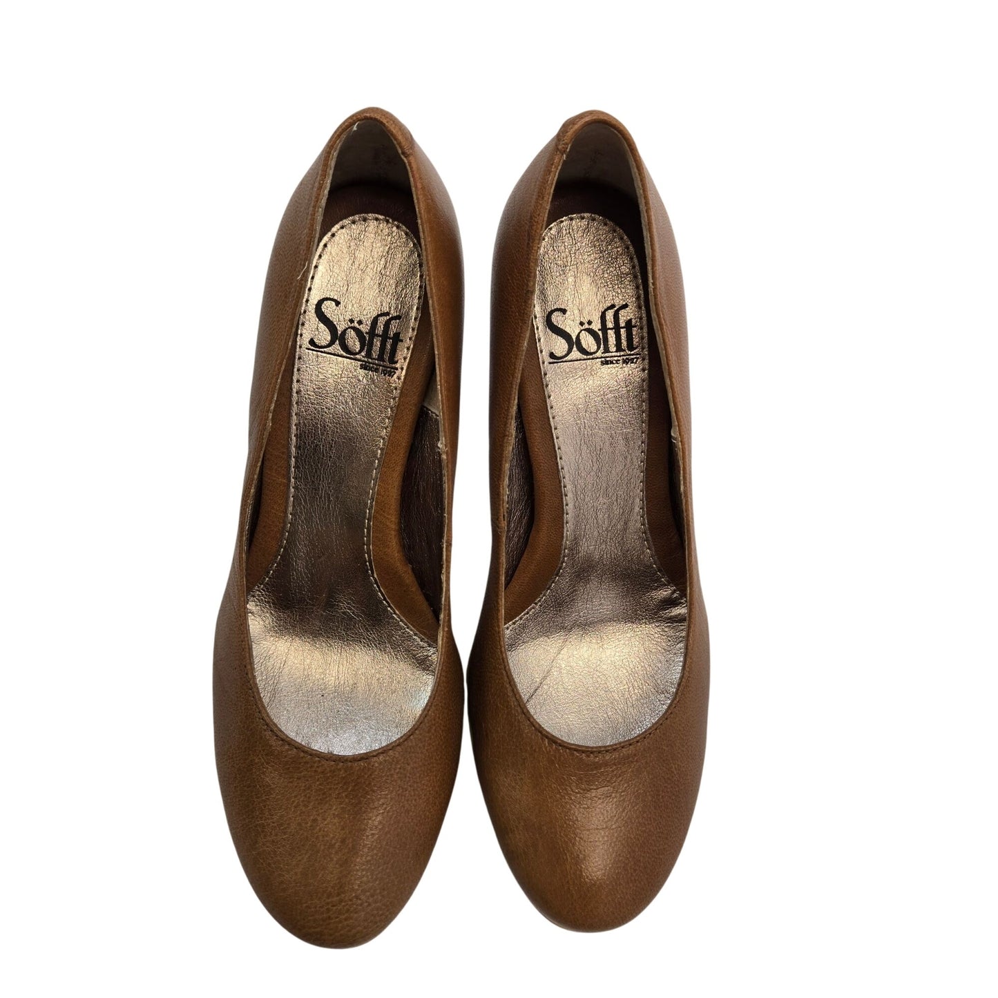 Sofft Nasia Genuine Leather Round Toe Pumps with Block Heel Size 7