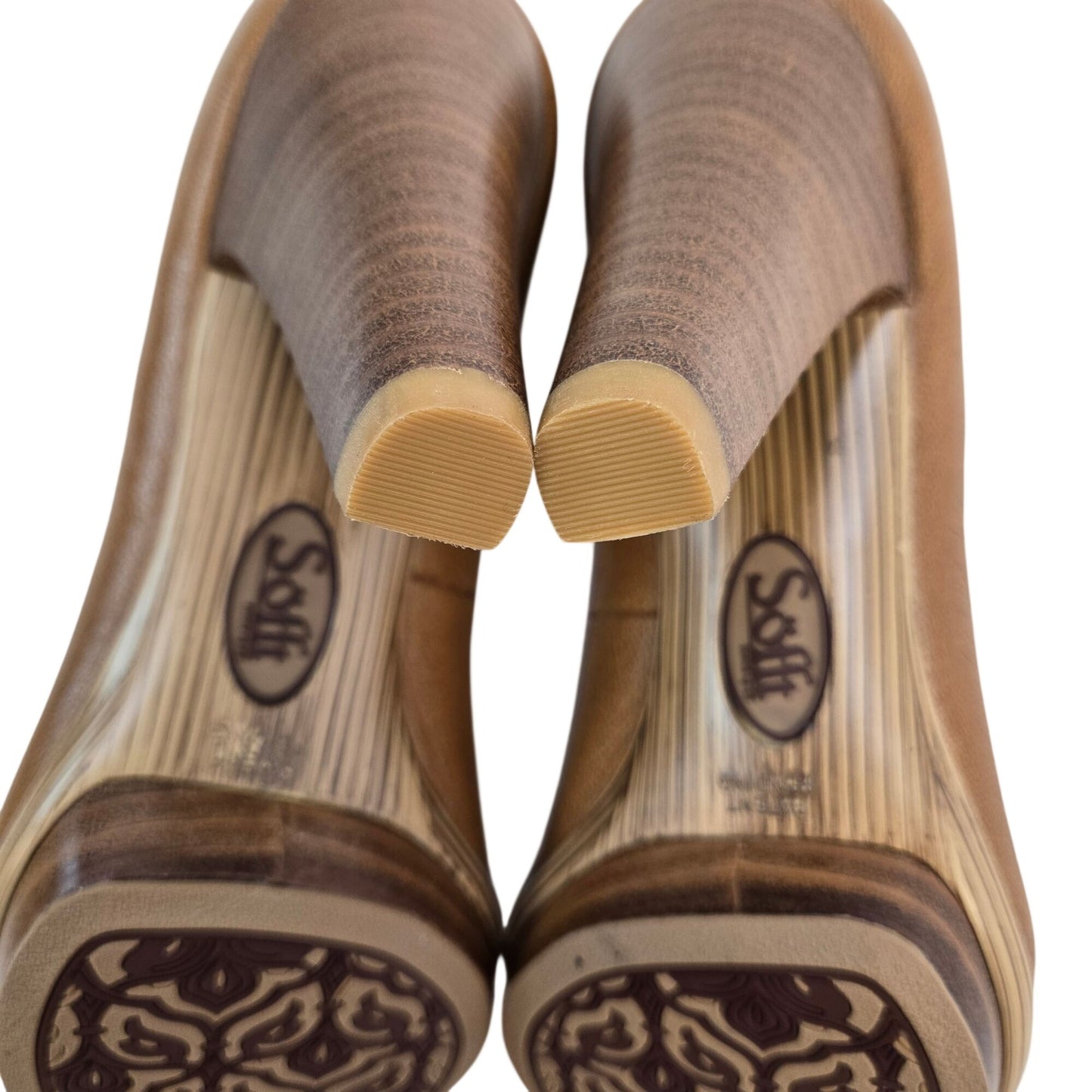 Sofft Nasia Genuine Leather Round Toe Pumps with Block Heel Size 7