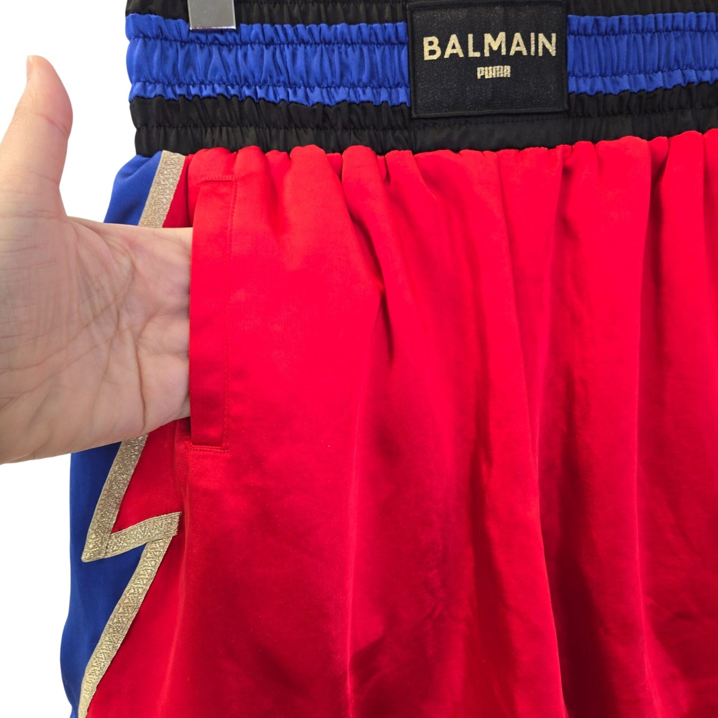 Balmain x Puma Satin and Metallic Boxing Shorts Size Medium