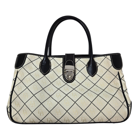 Dooney & Bourke Monogram Logo Canvas Leather Trim Satchel Handbag