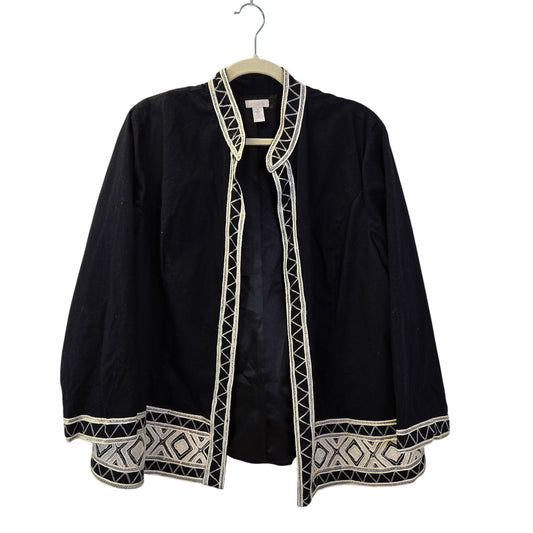 Chico's 100% Cotton Embroidered Open Jacket Blazer Size Chico's 4/XXL