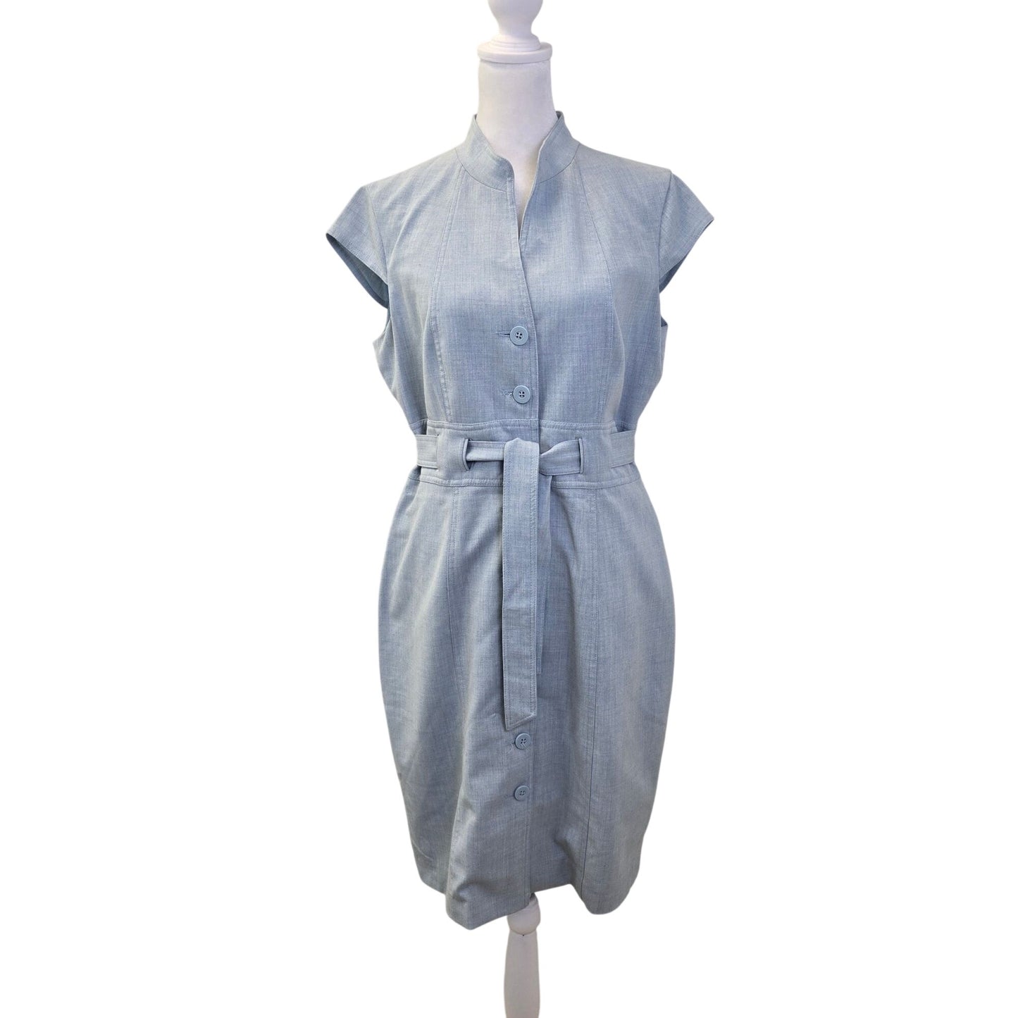 Calvin Klein Belted Cap Sleeve Shirt Dress Size Small (est)