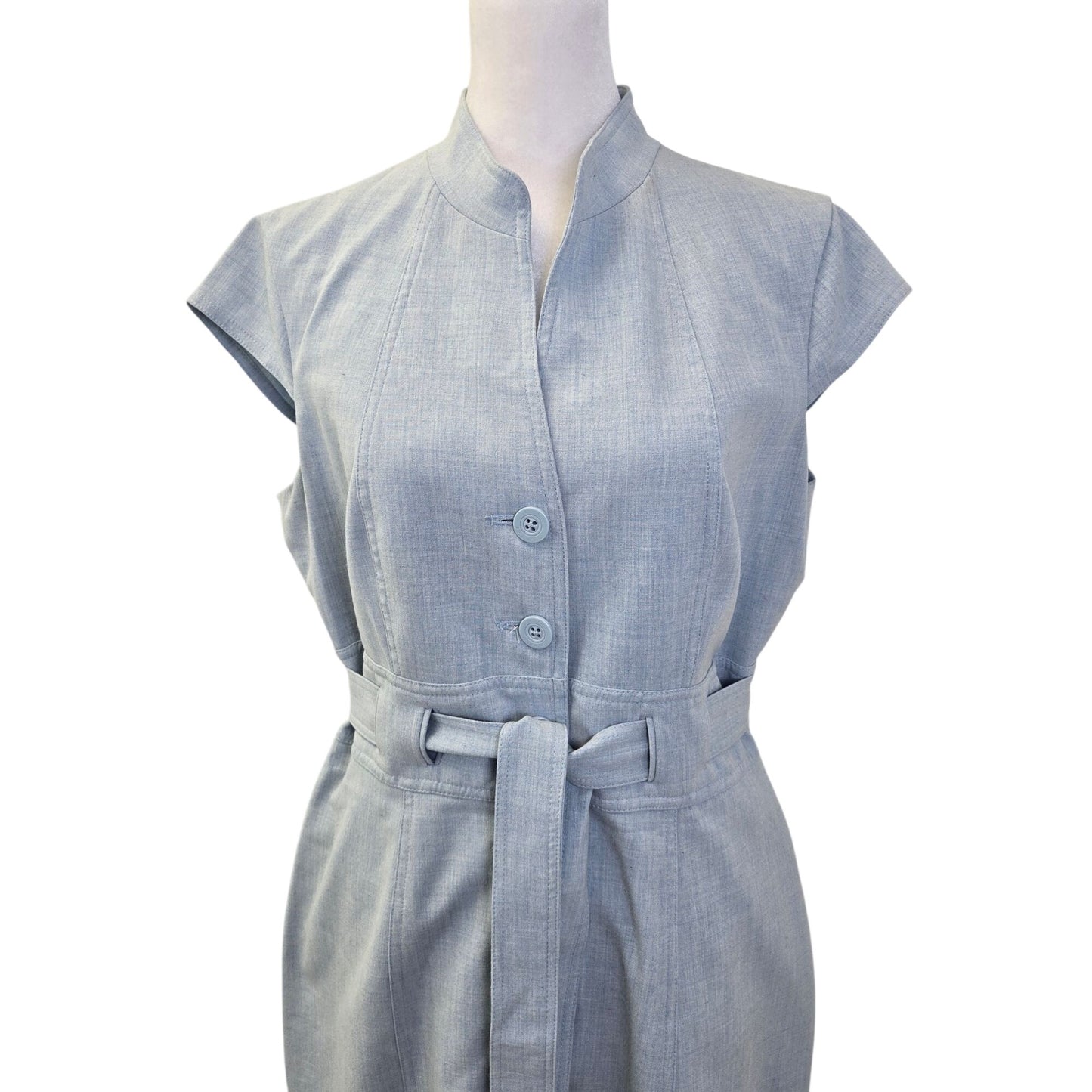 Calvin Klein Belted Cap Sleeve Shirt Dress Size Small (est)
