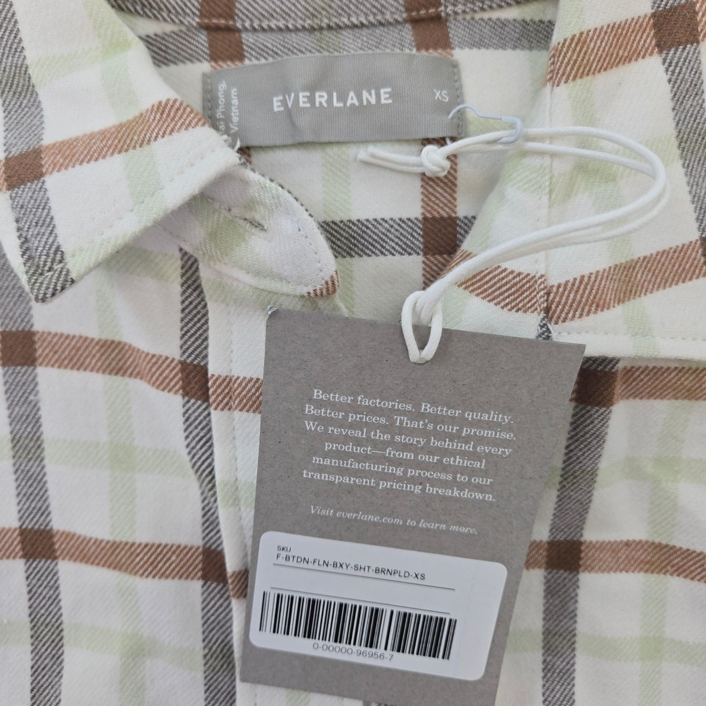 NWT Everlane The Flannel Boxy Button Down Shirt Size XS