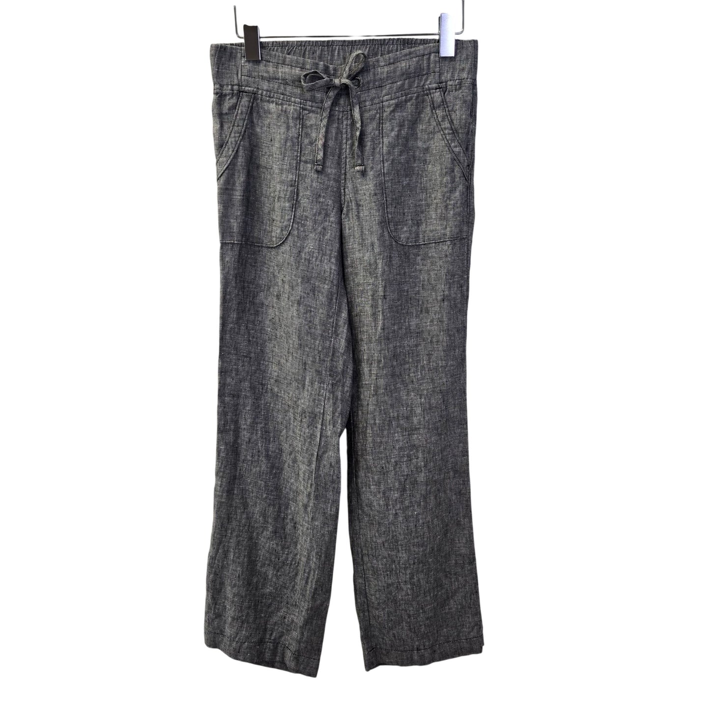 Athleta 100% Linen Heathered Gray Wide Leg Drawstring Pants Size 0
