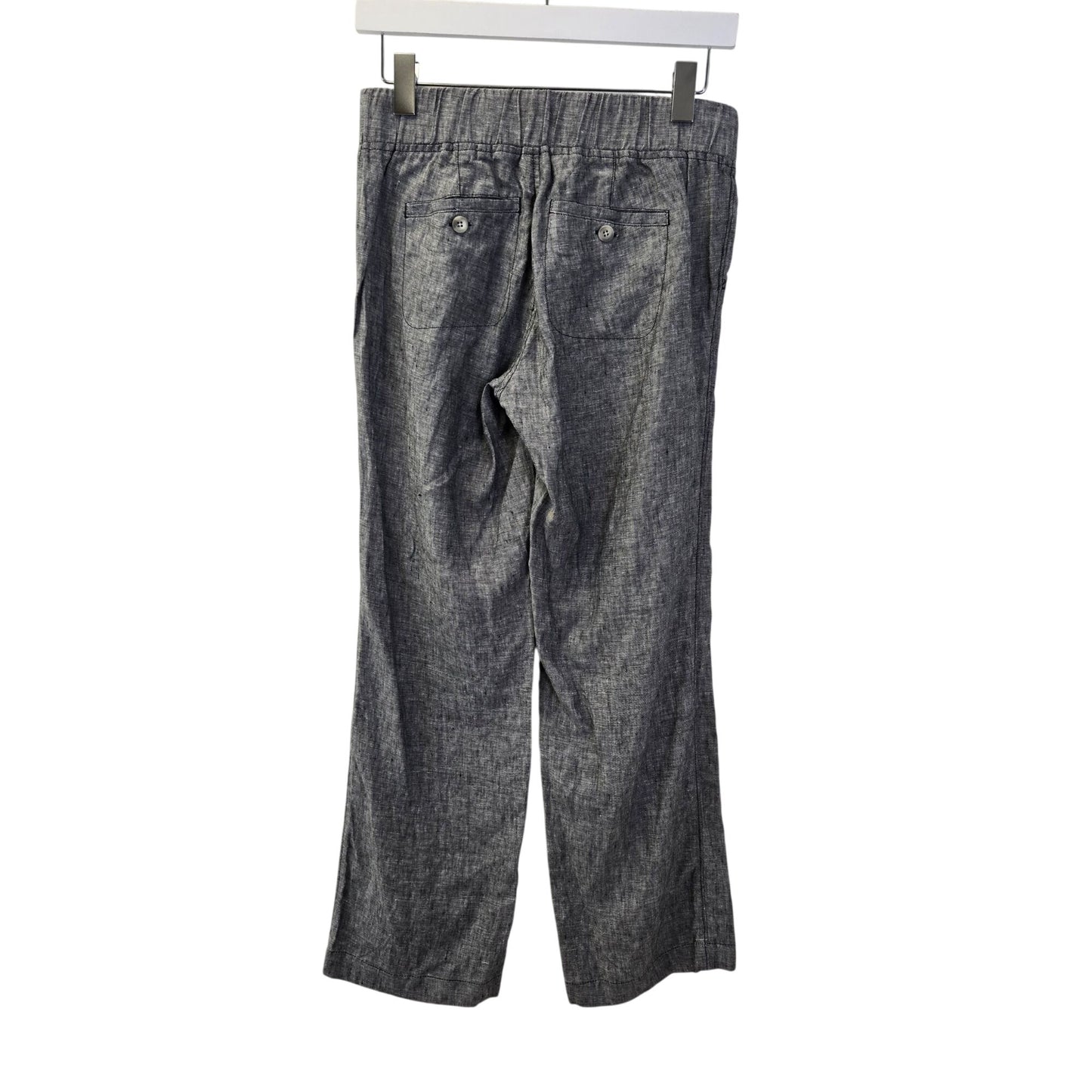 Athleta 100% Linen Heathered Gray Wide Leg Drawstring Pants Size 0